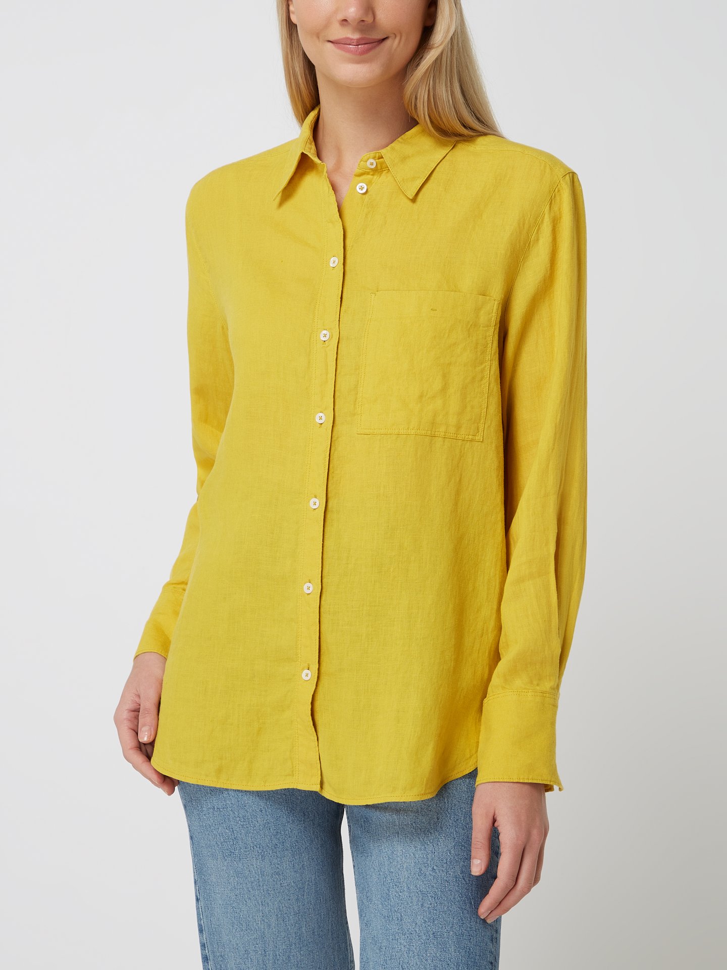 Mode Blouses Hemdblouses Marc O’Polo Marc O\u2019Polo Hemdblouse azuur-neon groen zakelijke stijl 