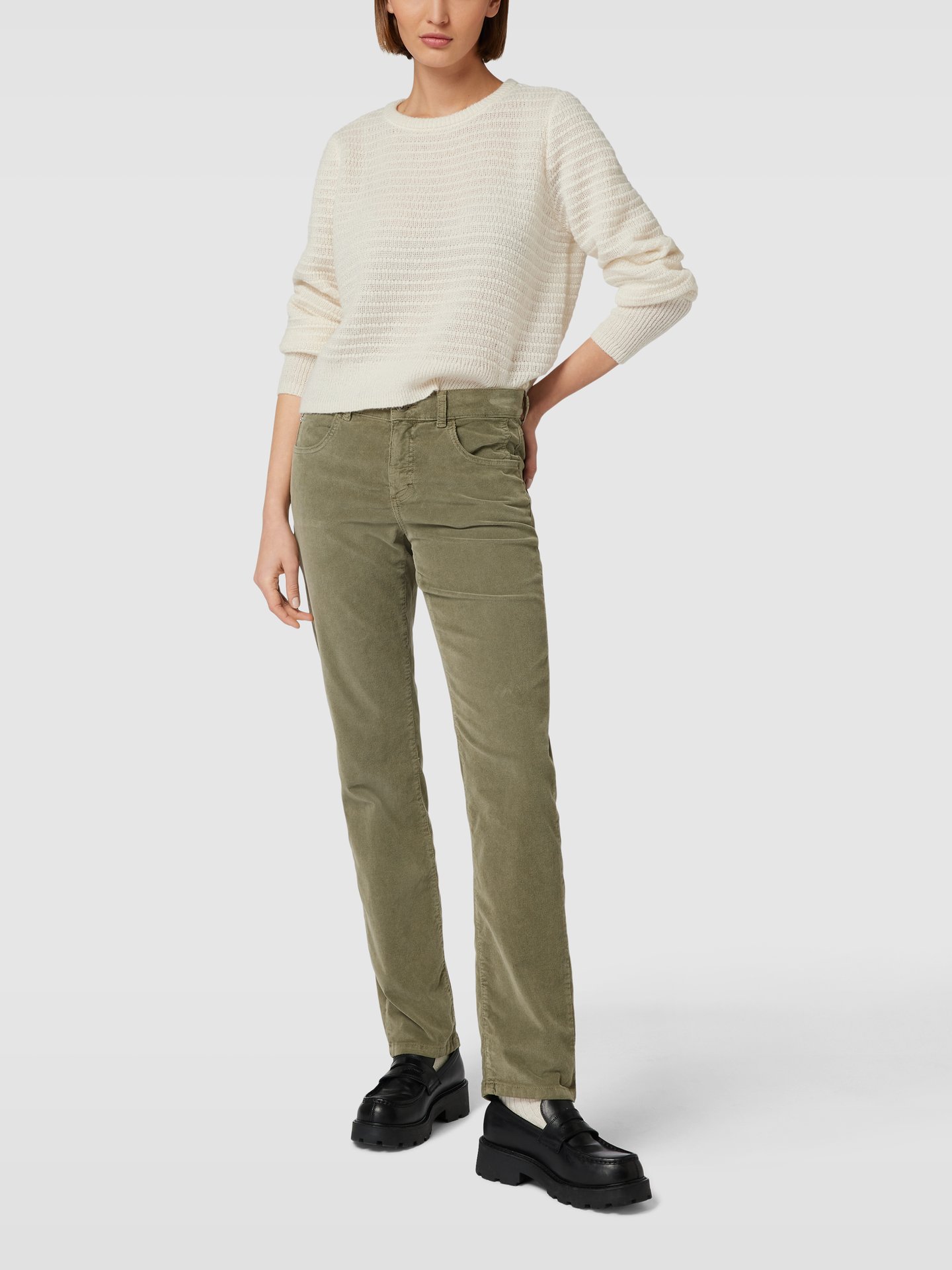 Angels Corduroy broek met labelpatch, model 'DOLLY 2.0' in kaki online