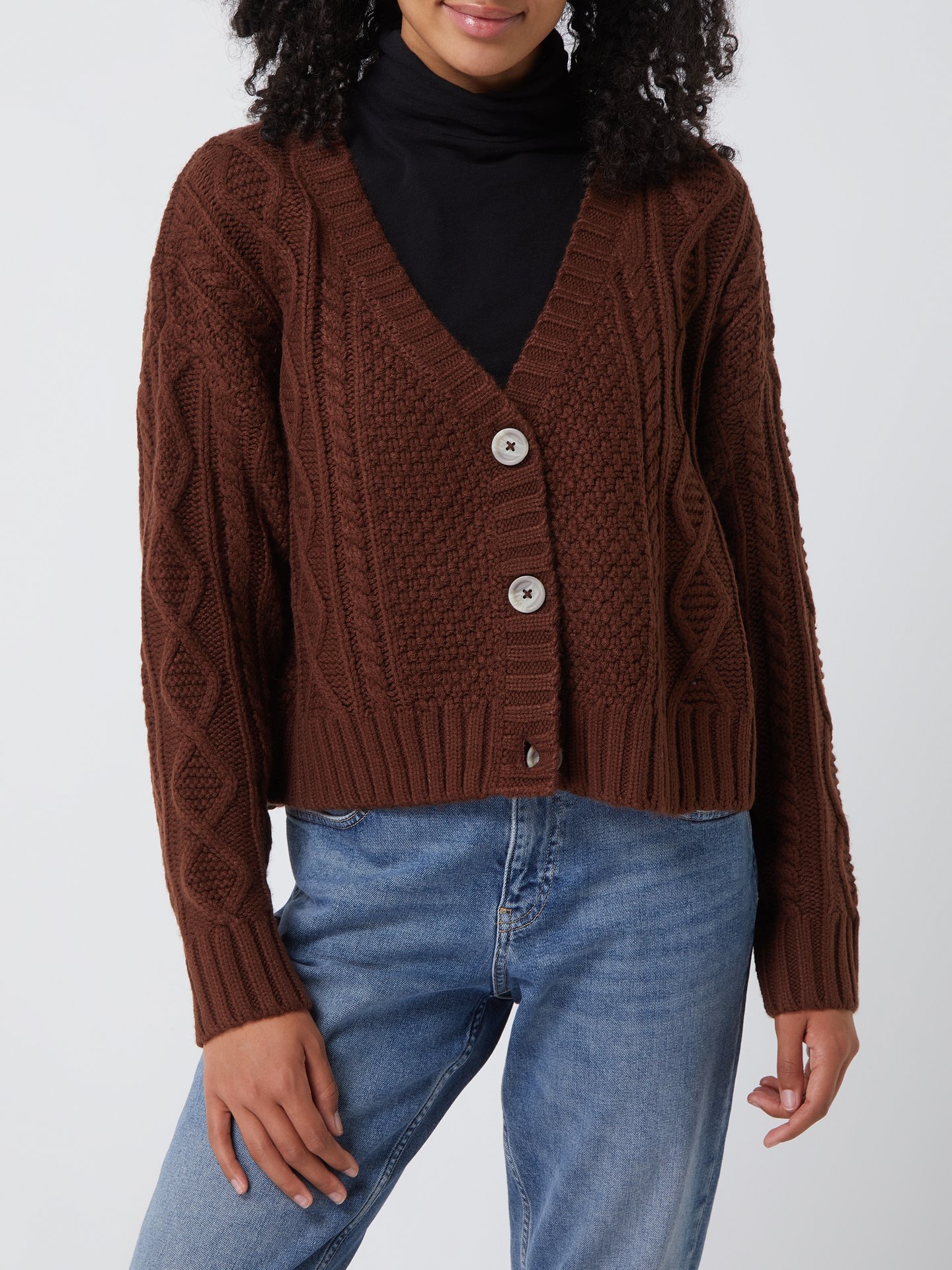 VIMPUNEC Damen Cardigan Mit Zopfmuster - Langer Strickmantel Mit Taschen