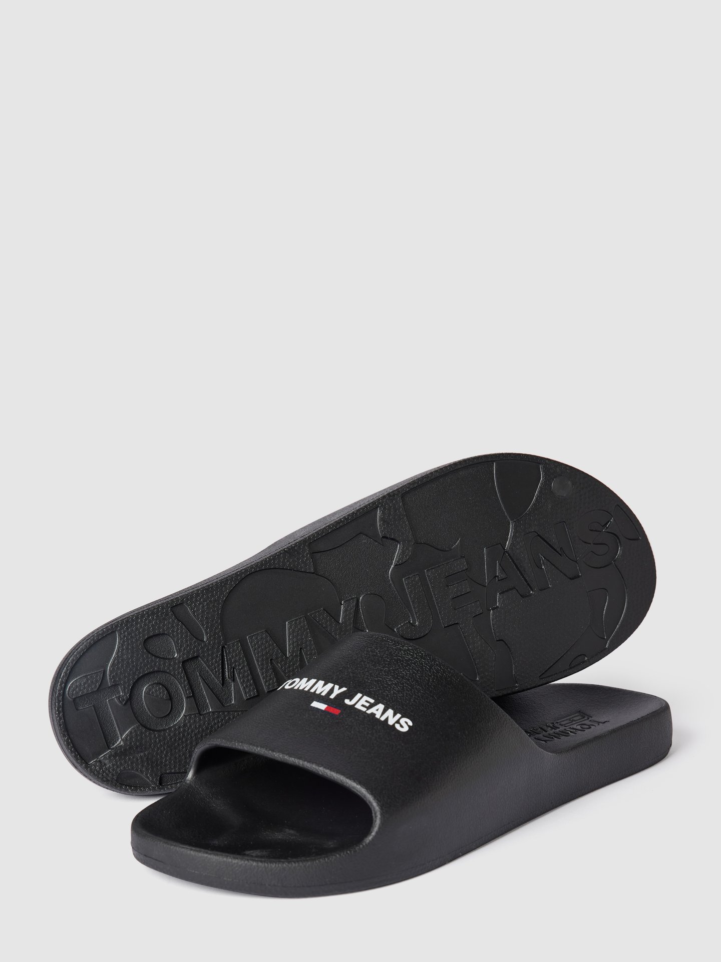 Tommy Jeans Slides mit Label-Print Schwarz 3