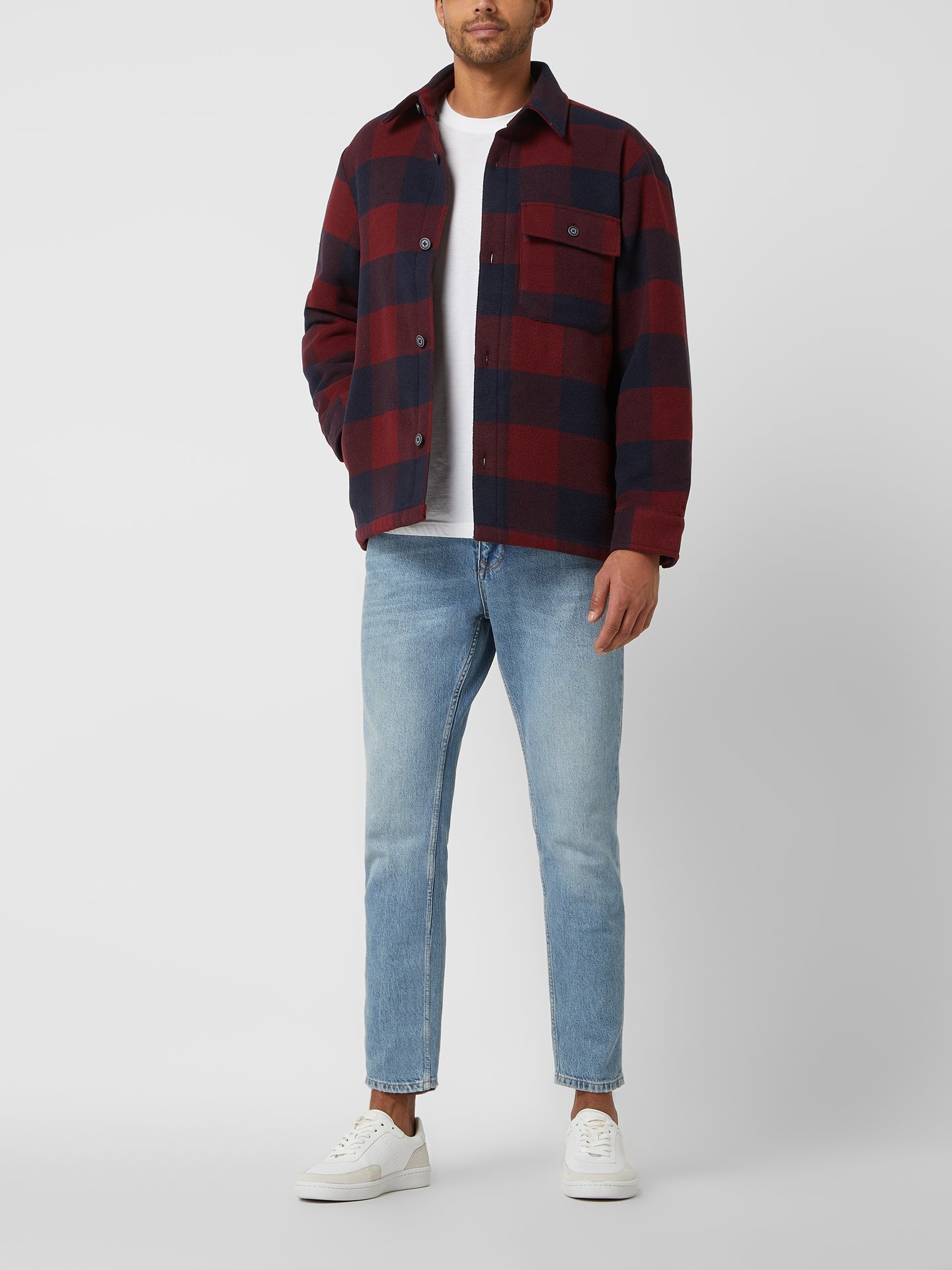 Tom Tailor Denim Hemdjacke mit Wattierung Dunkelrot 1