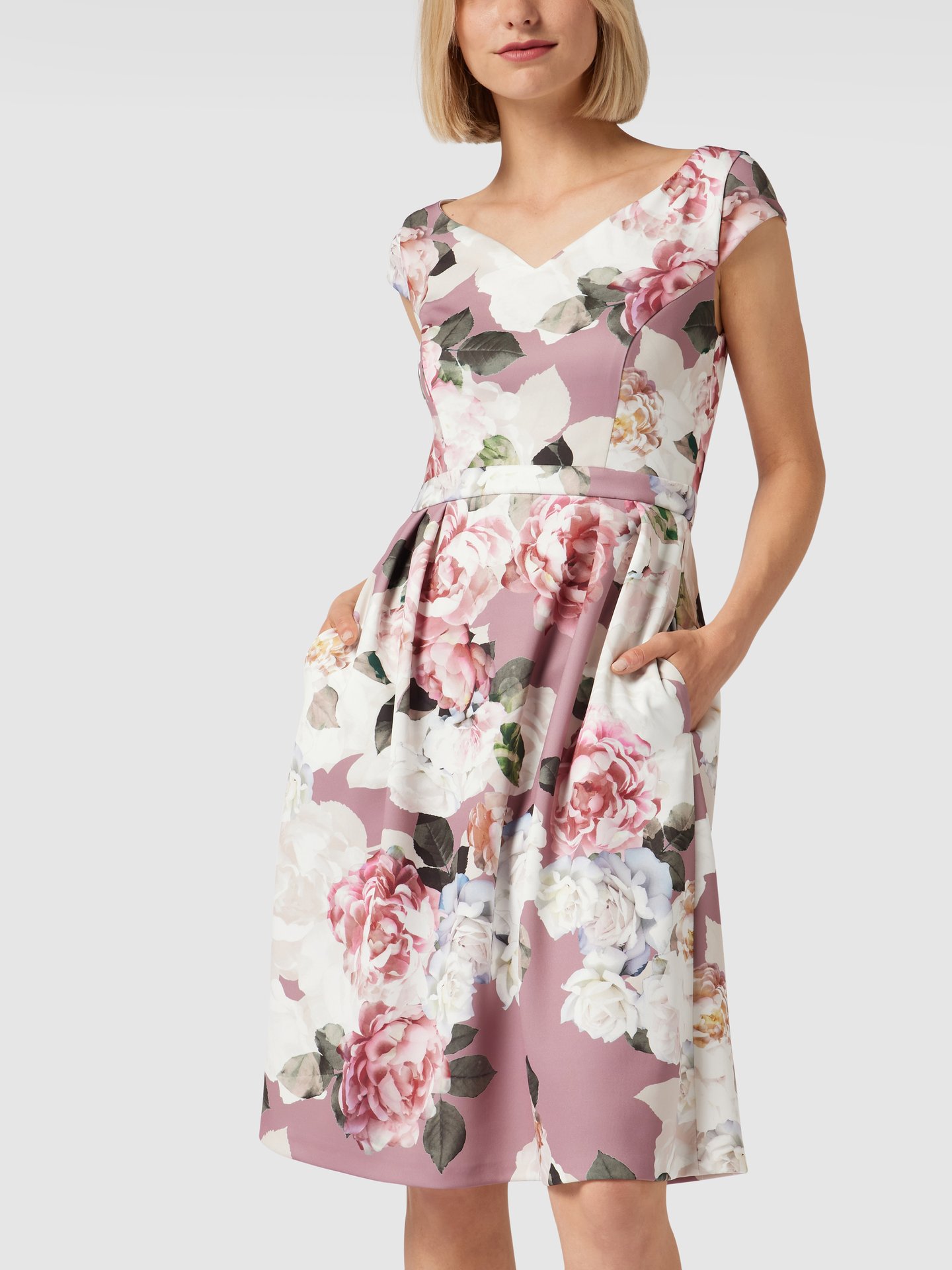 Swing Cocktailkleid mit floralem AlloverMuster (altrosa) online kaufen