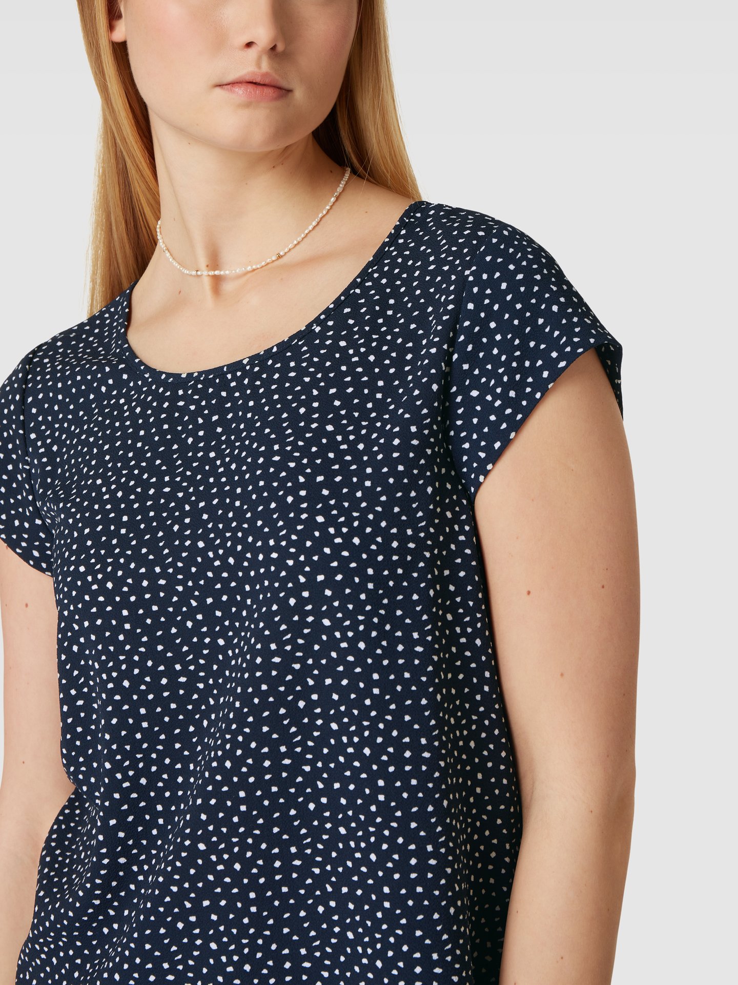 Only Blusenshirt mit Allover-Muster Modell 'Vic' Marineblau 3