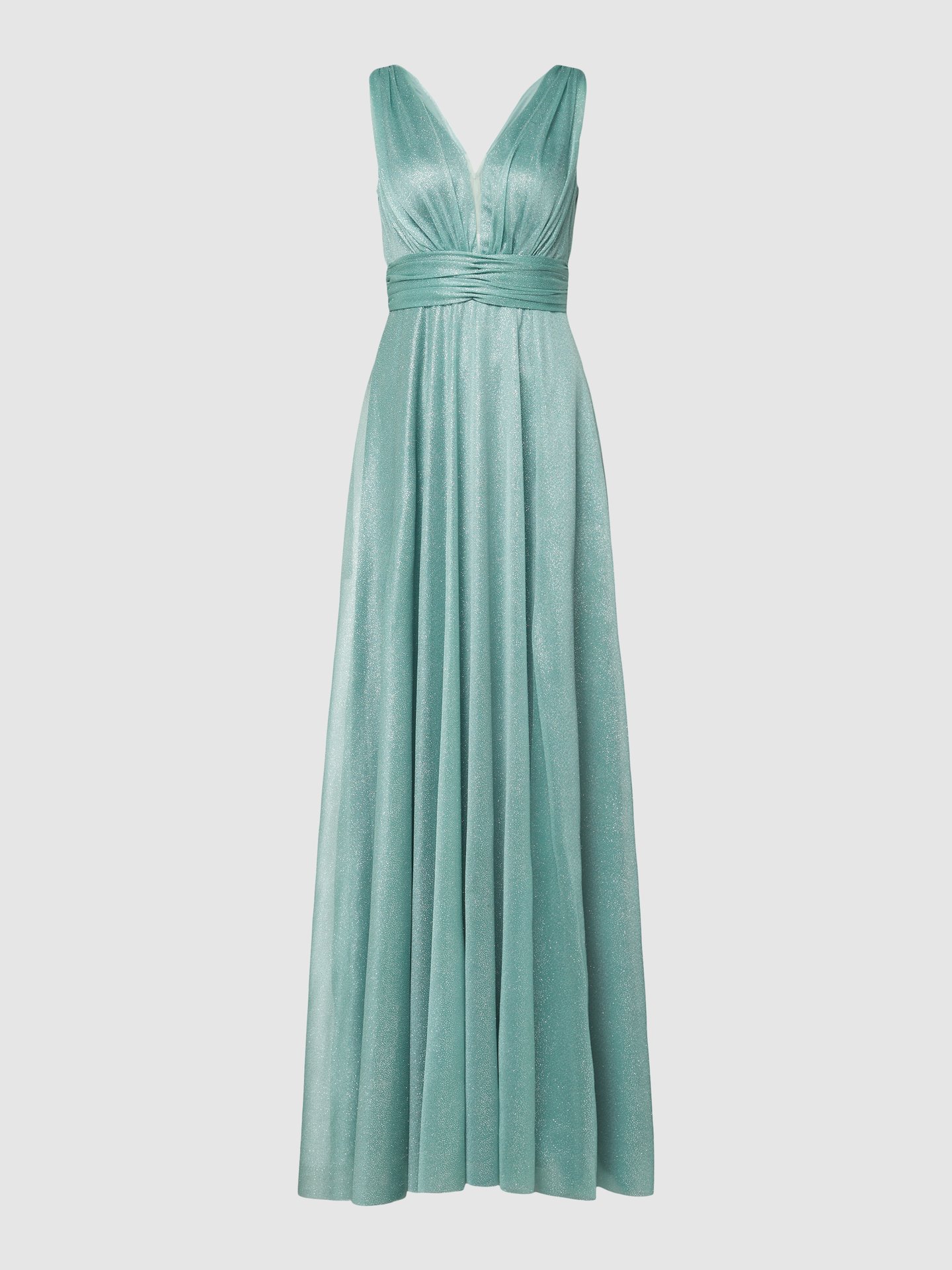 Midi-Abendkleid mit Herzausschnitt und Neckholder-Bindeträgern | Smaragd main image 1