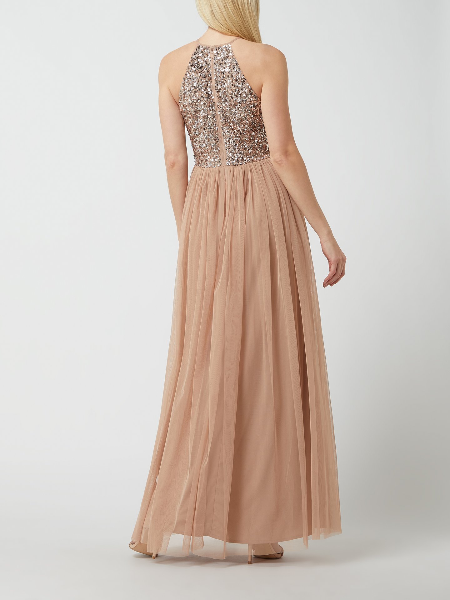 Maya Deluxe Maxi dames verfraaid pailletten jurk lange korte mouw V-hals hoge Empire taille een cut glanzend prom bruiloft bruidsmeisje, Grijs, 50