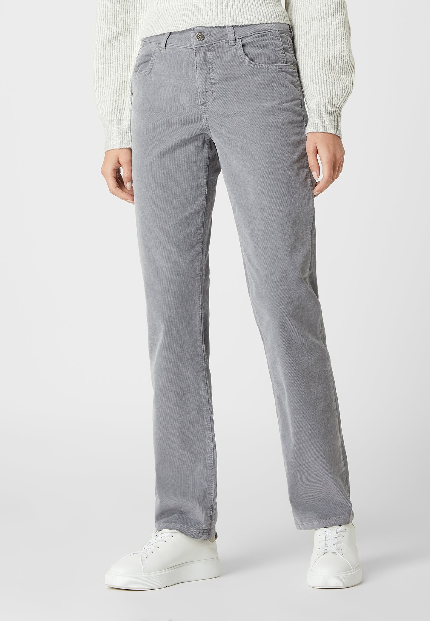 Angels Corduroy broek met labelpatch, model 'DOLLY 2.0' in lichtgrijs