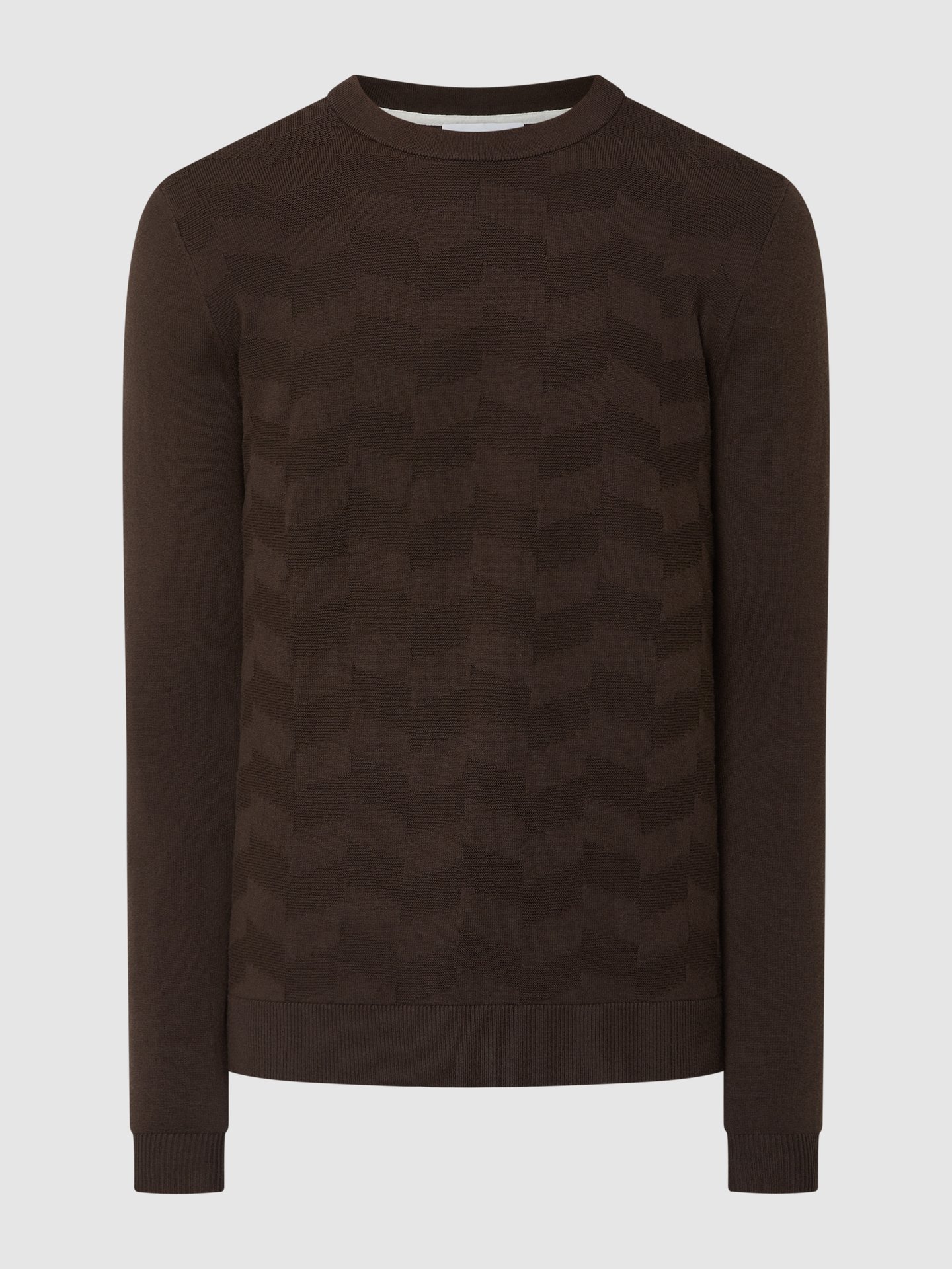 Selected Homme Pullover mit strukturiertem Muster Modell 'Romen' Dunkelbraun 2