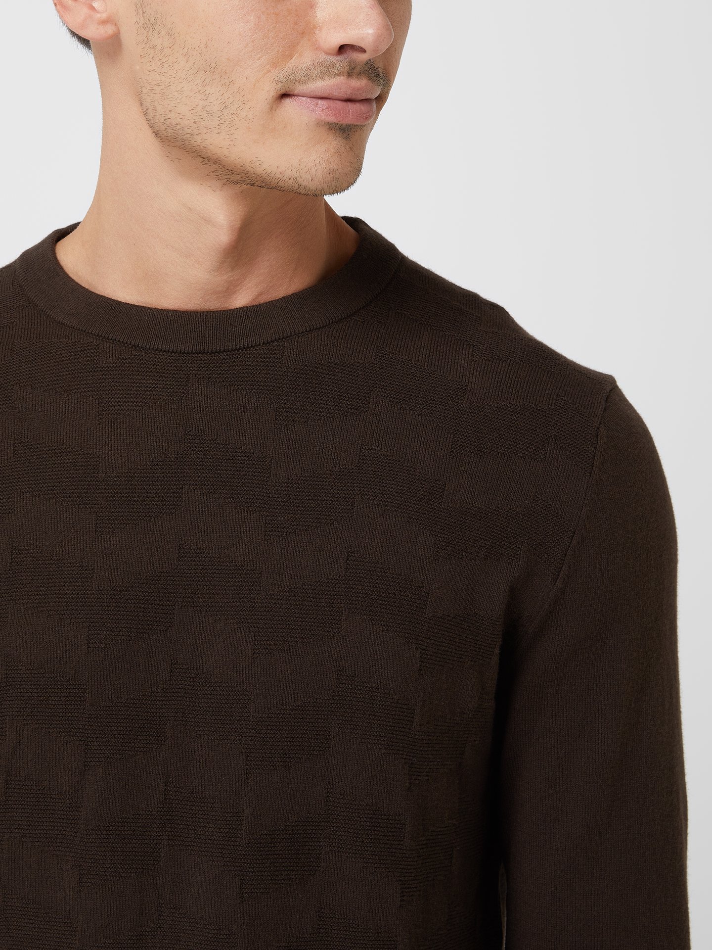 Selected Homme Pullover mit strukturiertem Muster Modell 'Romen' Dunkelbraun 3