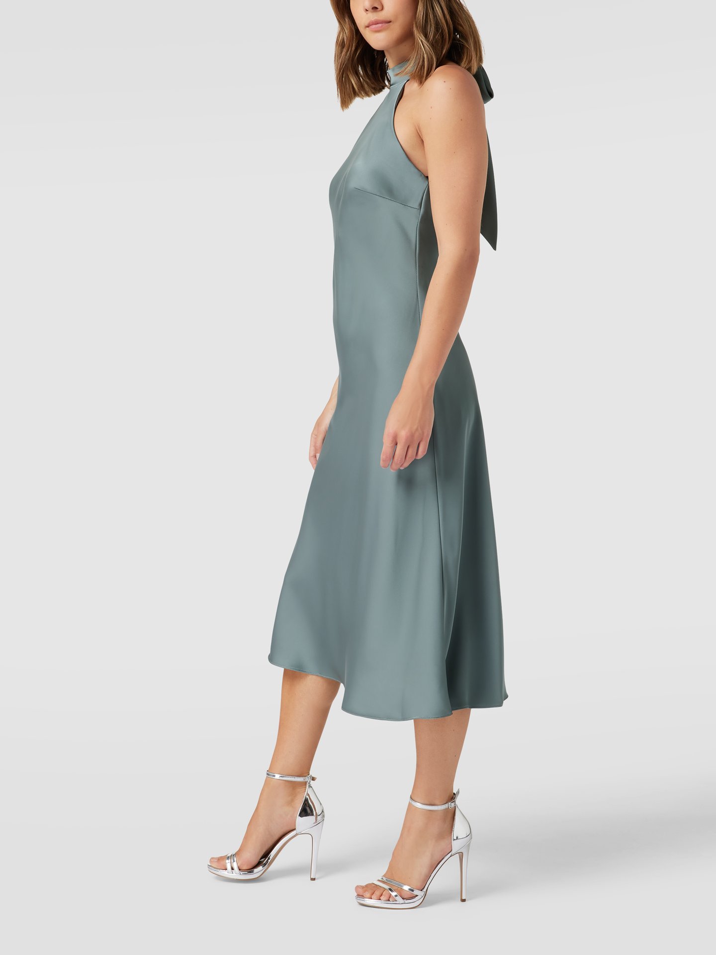 Mascara cocktailjurk in glanzend design in kaki online kopen P&C