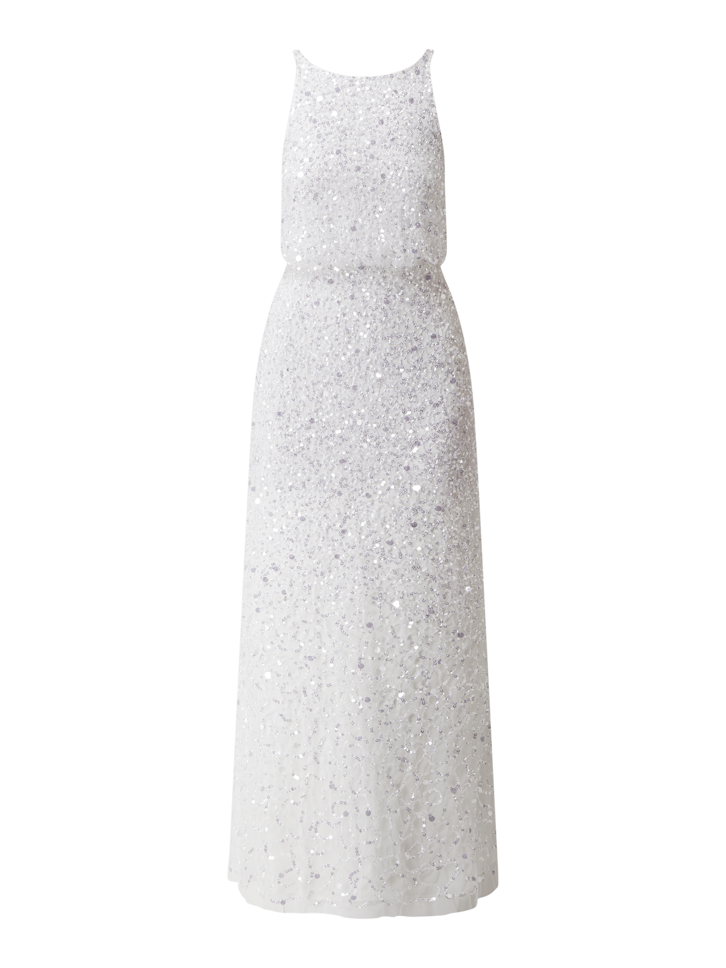 Maya Deluxe Abito Lungo Maxi Con Paillettes Per Damigella D'Onore - Scollo A V, Vita Impero, Maniche Corte - Vari Colori