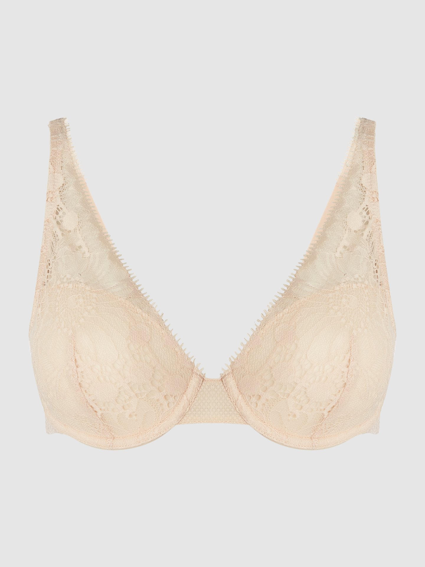Soutien-gorge Chantelle Day To Night En Dentelle Demi-bonnet - Taille 90E (75E EUR), Couleur Taupe, Armatures, Bretelles Larges, Neuf Avec étiquettes, Fabriqué En France