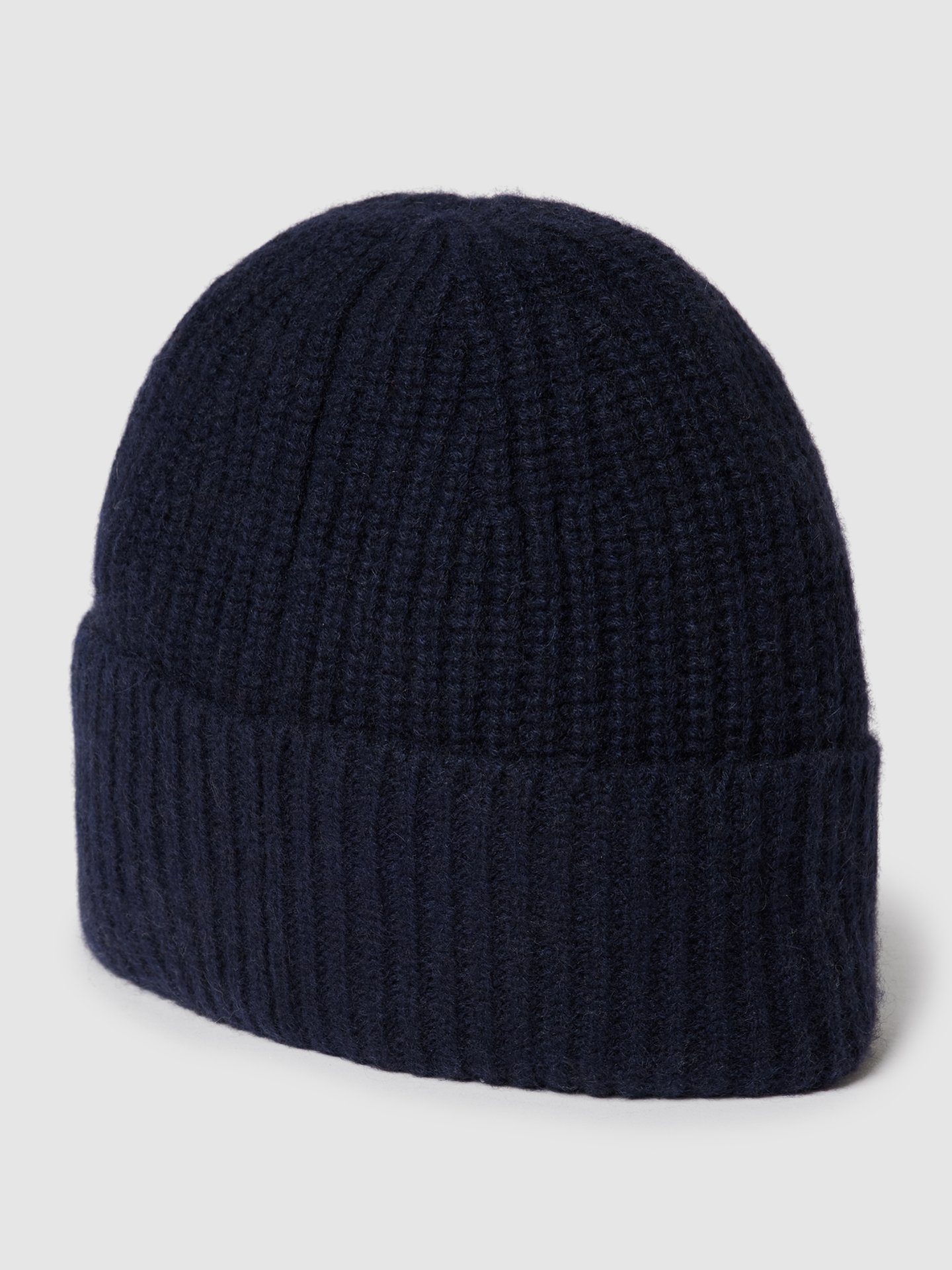 MCNEAL Beanie mit Ripp-Optik aus Kaschmir Marineblau 1