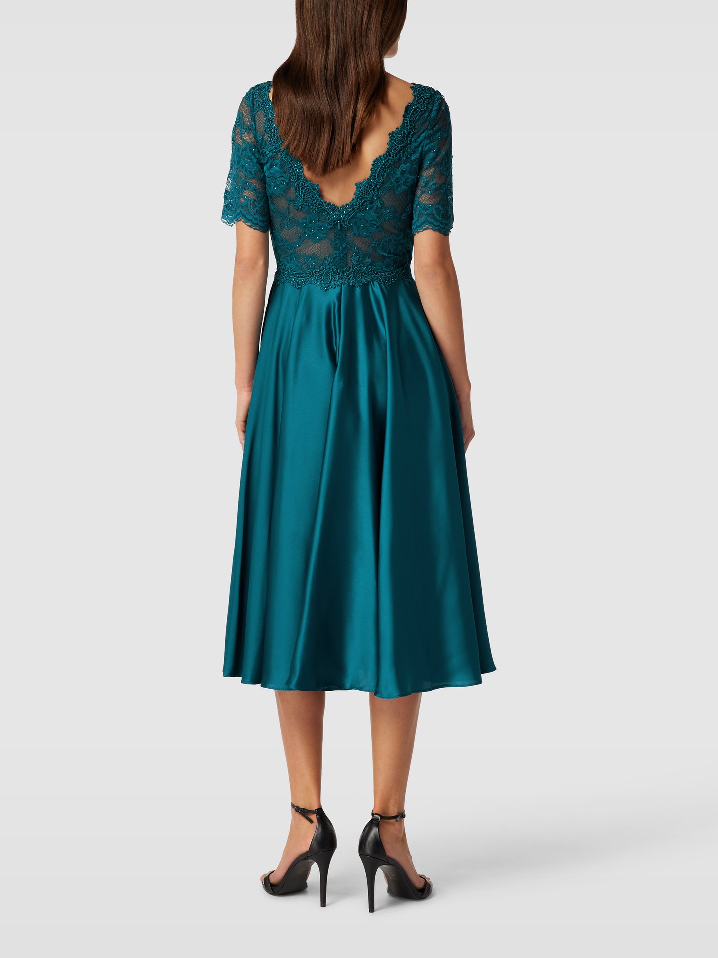 Mascara Cocktailjurk met siersteentjes in petrol online kopen P&C