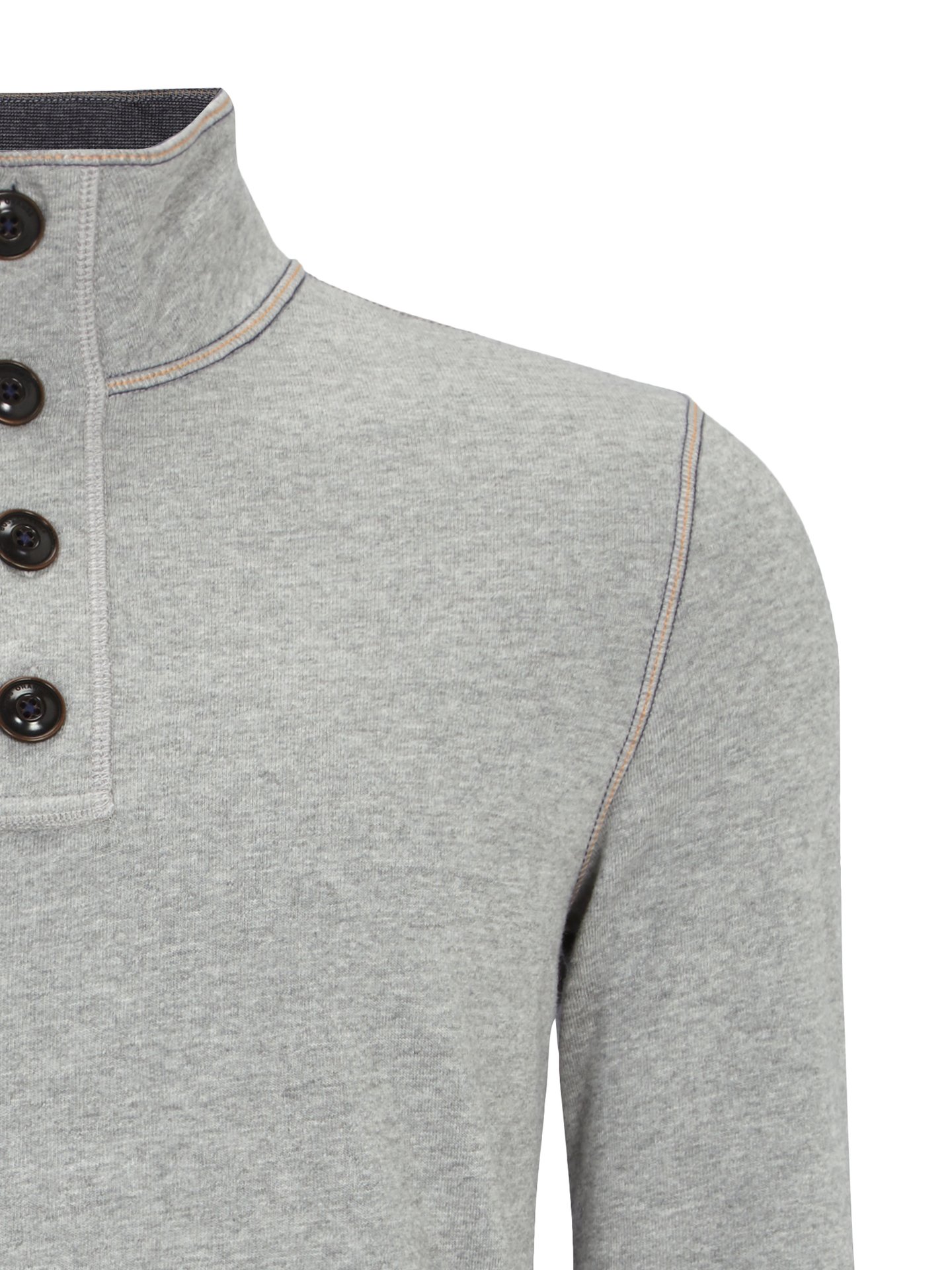 UHouse Sweatshirt Herren Waffelpique - Stehkragen Pullover Mit Knopfleiste