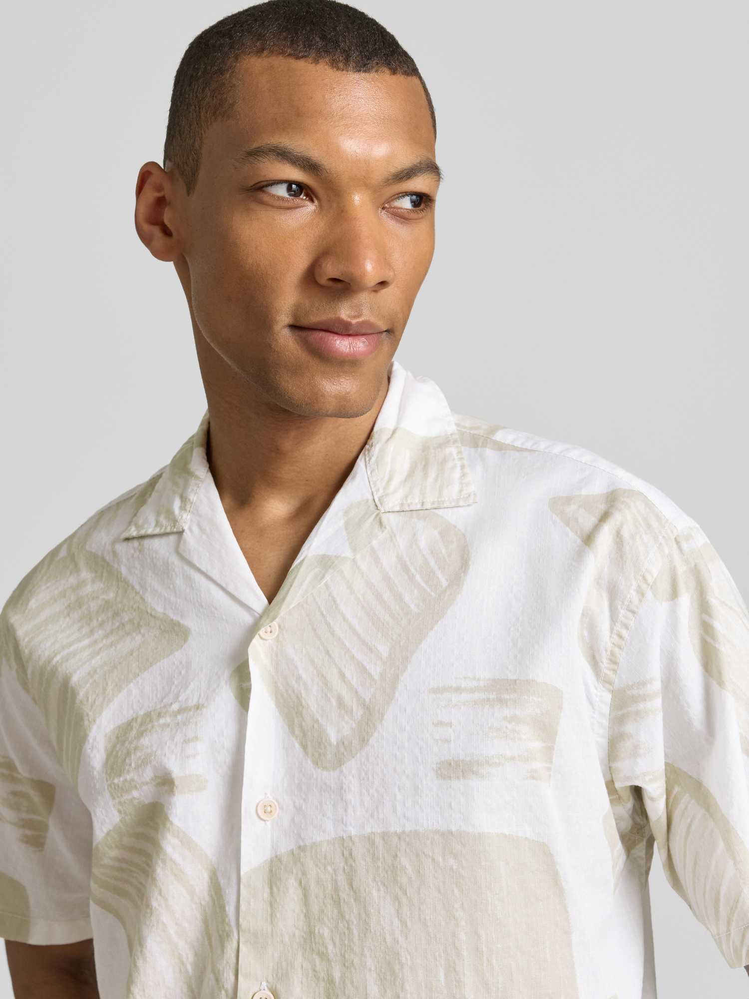 Jack & Jones Herren Weiß Premium – Kurzärmliges Hemd In Woll Mit Pflanzen-Print - Bild 3