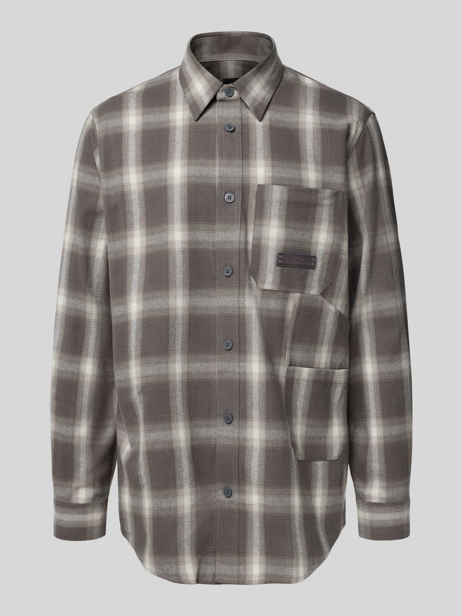 Armani Exchange Heren Casual Overhemden In Grijs/Zwart Maat Extra Large 