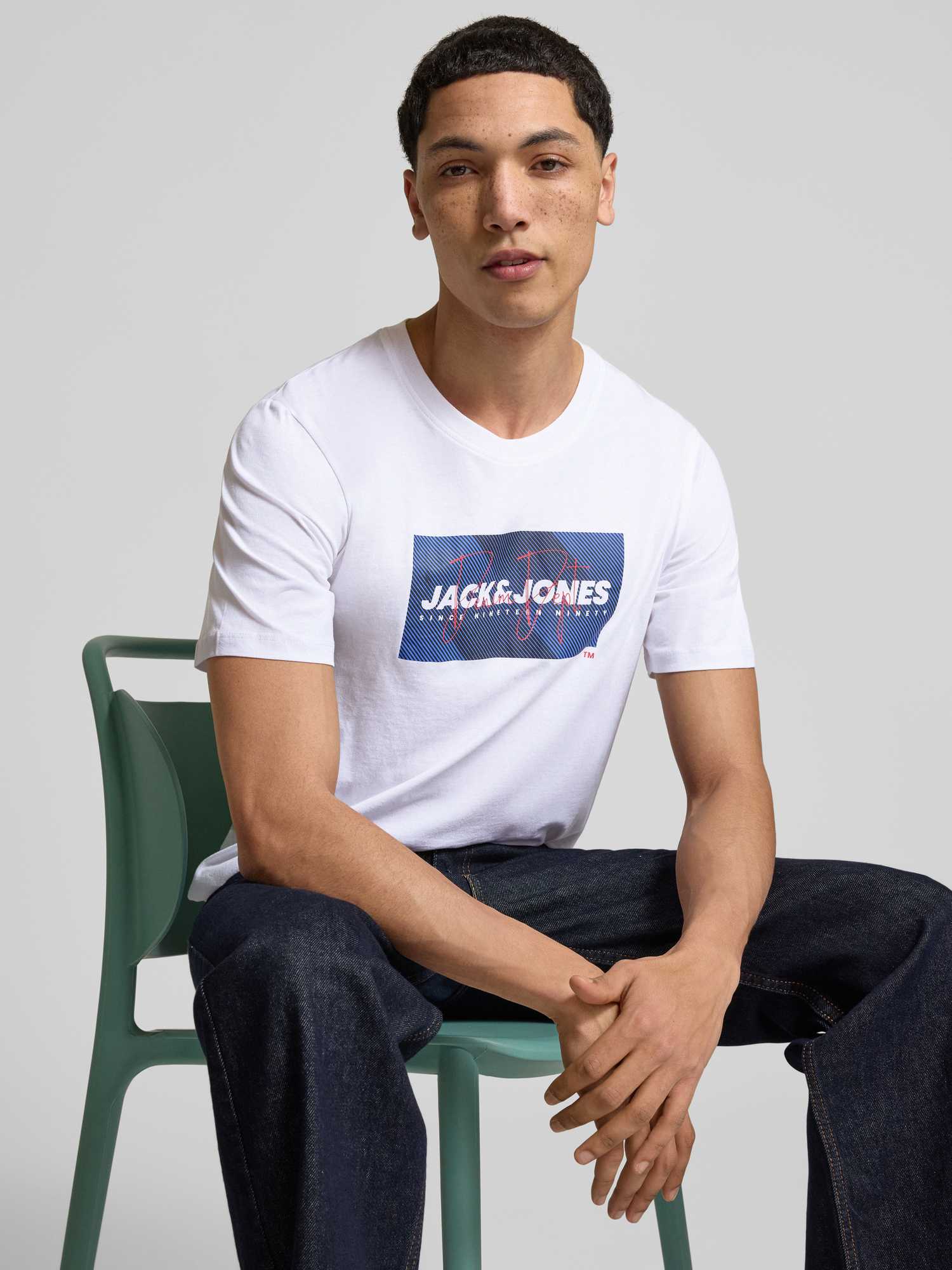 jack & jones - Herren T-Shirt - Baumwolle - M - Weiss - Bild 3