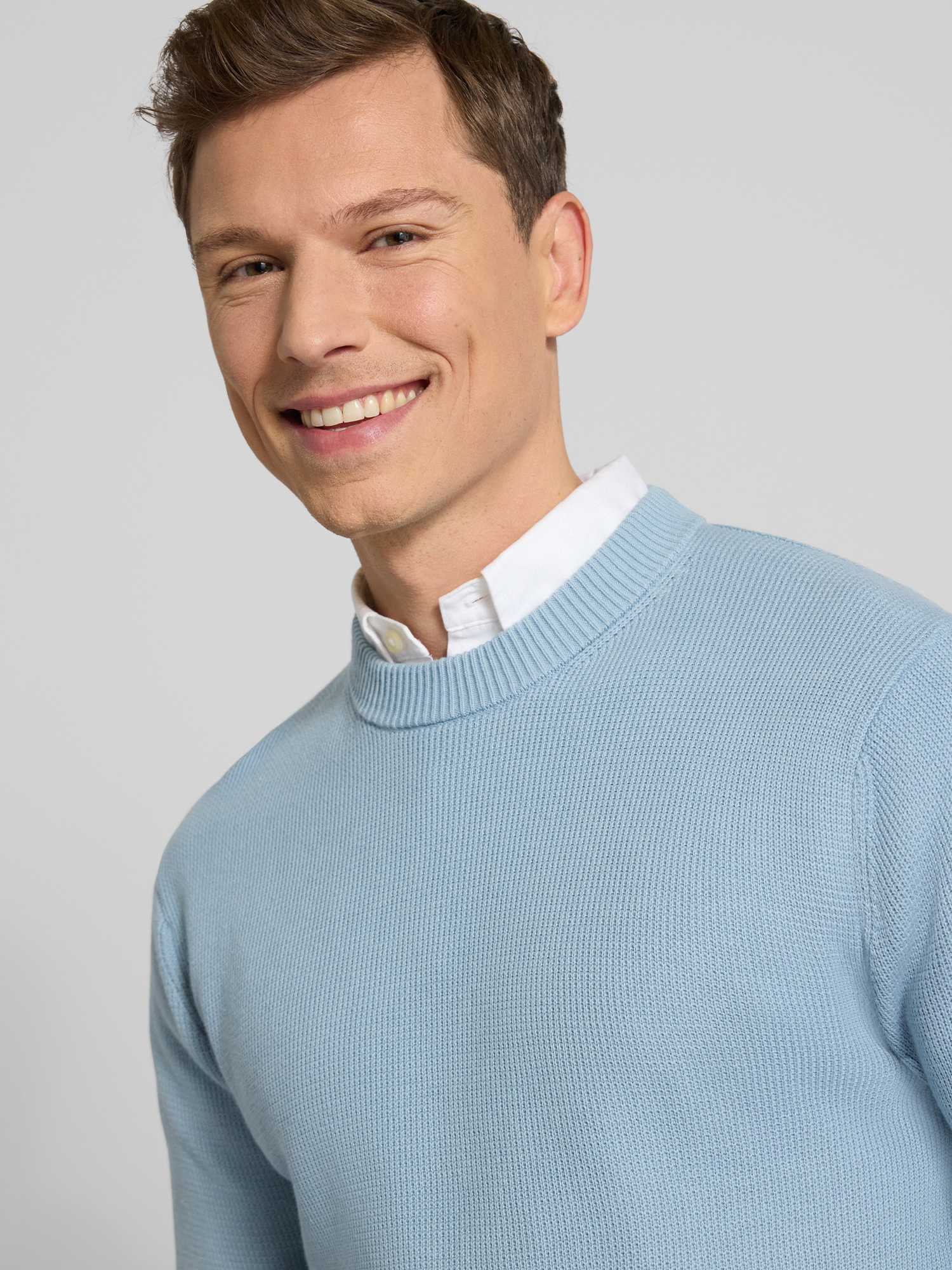 Selected Homme - Slhdane Ls Knit Structure Crew Neck Noos - Knitwear - Herren - Blau - Xl - Bild 2