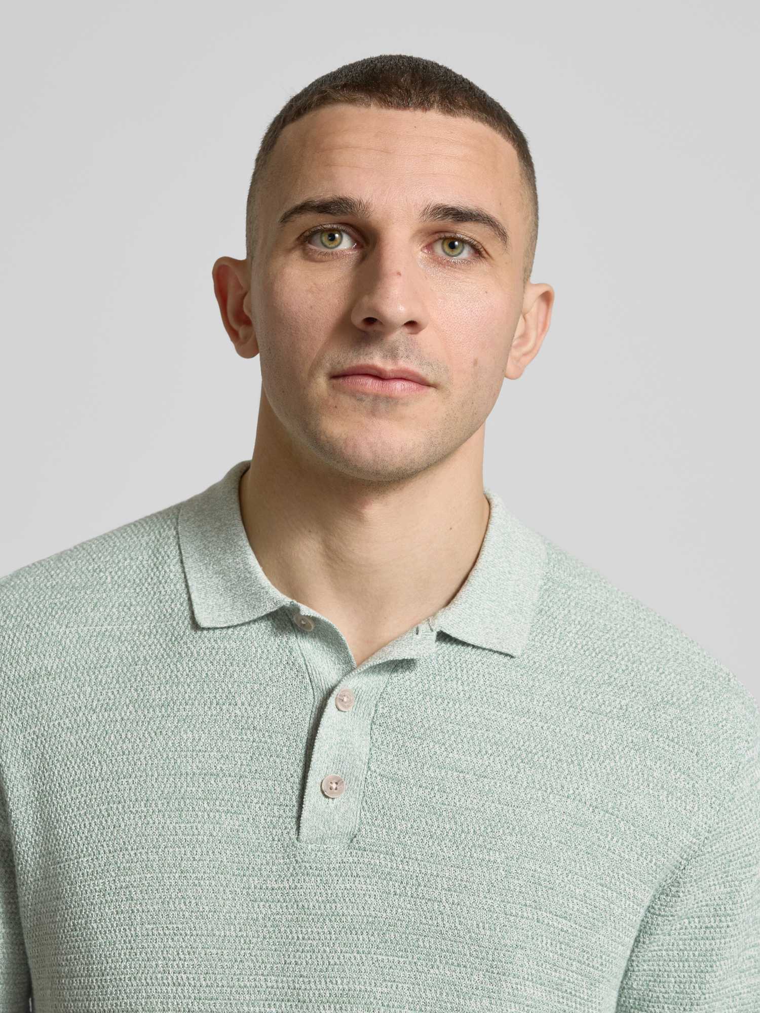 Jack & Jones Jjegeorge Knit Polo Ss Sn, Granite Green/W. Cloud Dancer - Bild 3