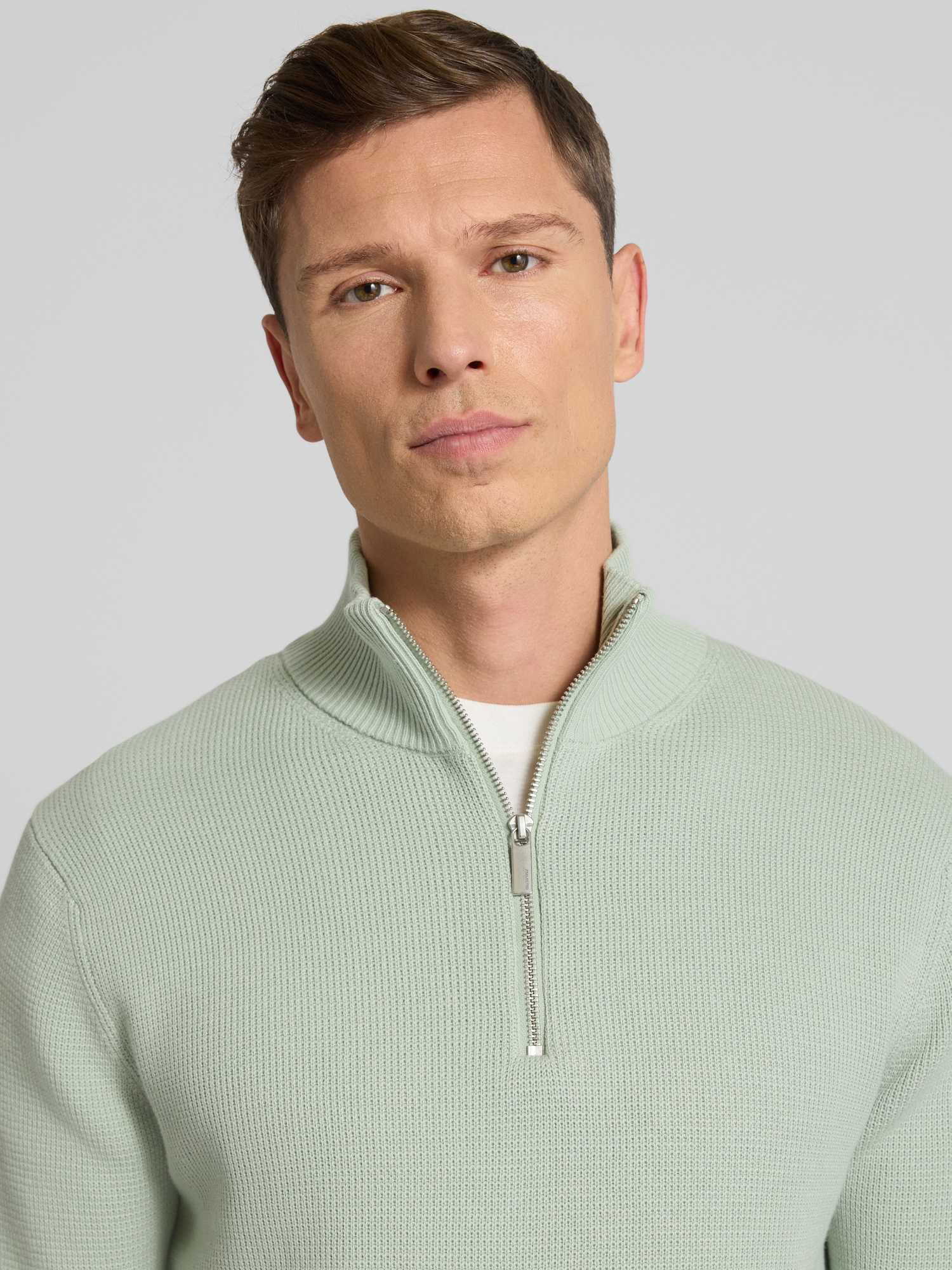 SELECTED MEN Herren Slhdane Ls Knit Structure Half Zip Noos - Bild 3