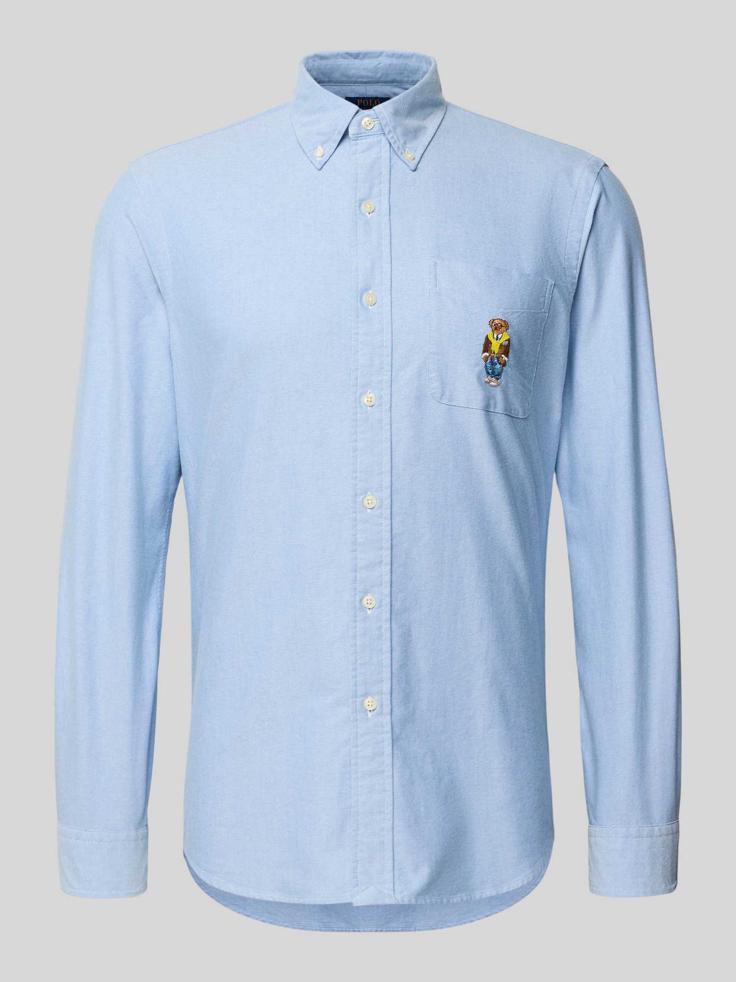 Polo Ralph Lauren Herren Marine Melange Custom Fit Freizeithemd Mit Motiv-Stitching Xxl