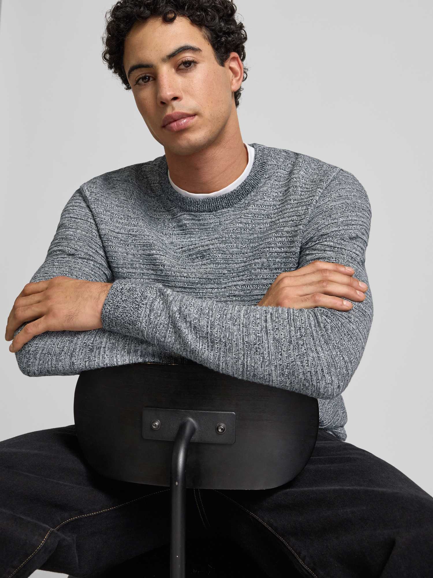 Jack & Jones Pullover Herren - Baumwolle - Dunkelgrau Melange - XXL - Bild 2