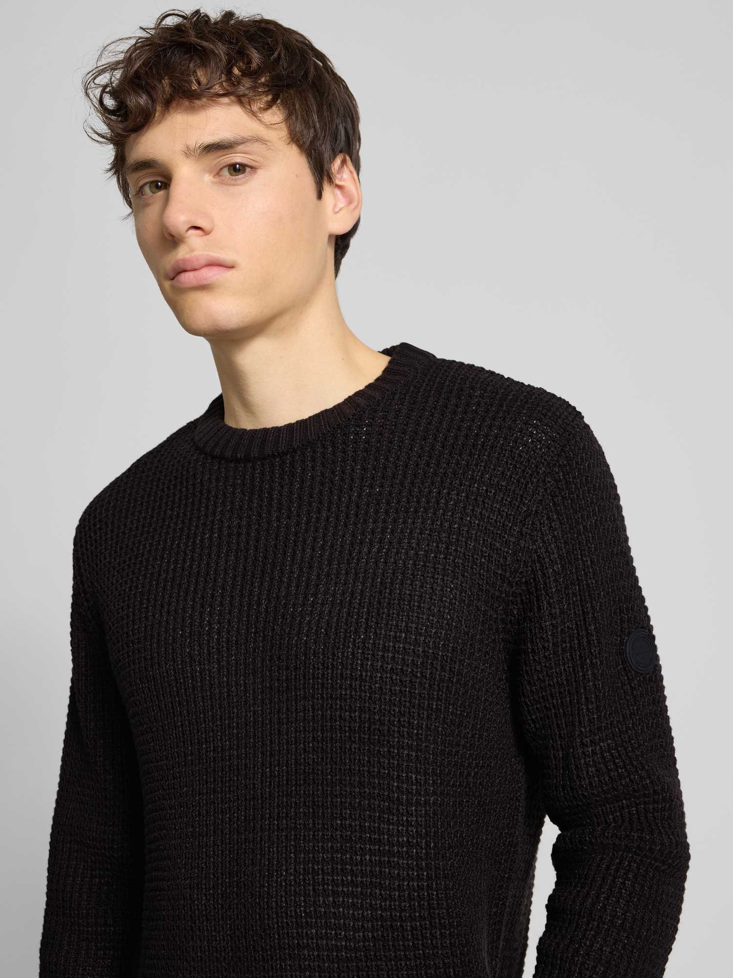 Jack & Jones Herren Pullover Rundhals Baumwolle Schwarz Gr. M - Bild 2