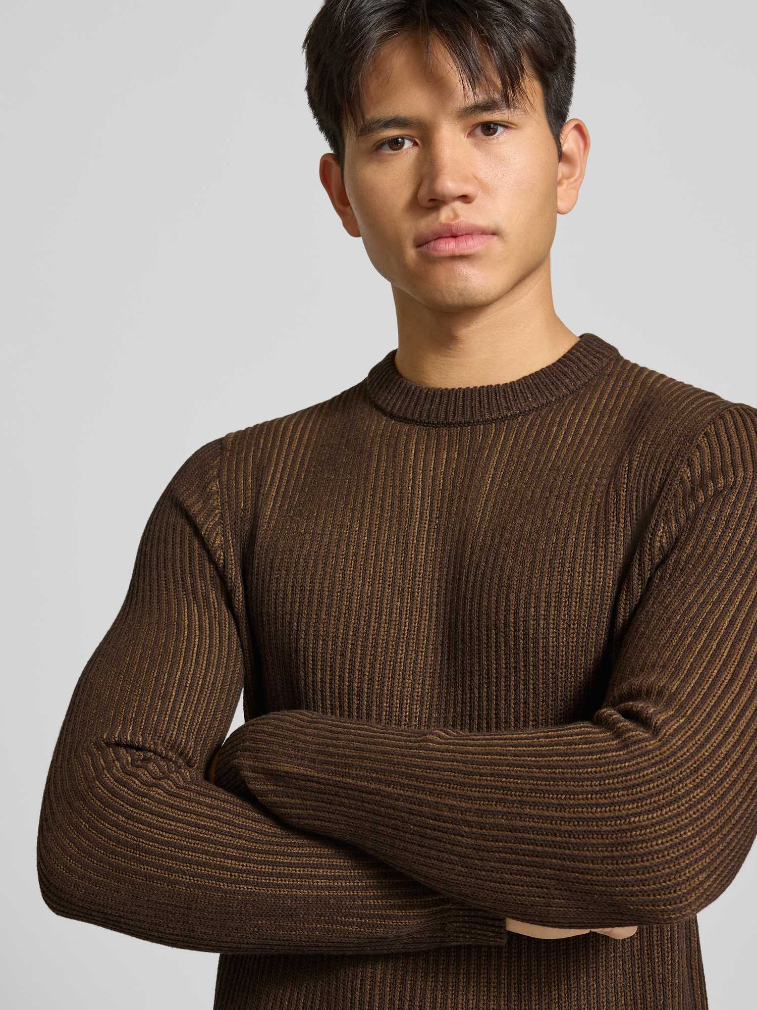 Jack & Jones Herren Braun Rundhalspullover "Jjedover Knit Crew Neck Sn", Gr. Xl, (Cocoa Detail:twist With Mulch), Strick, Obermaterial: 42% Baumwo... - Bild 4