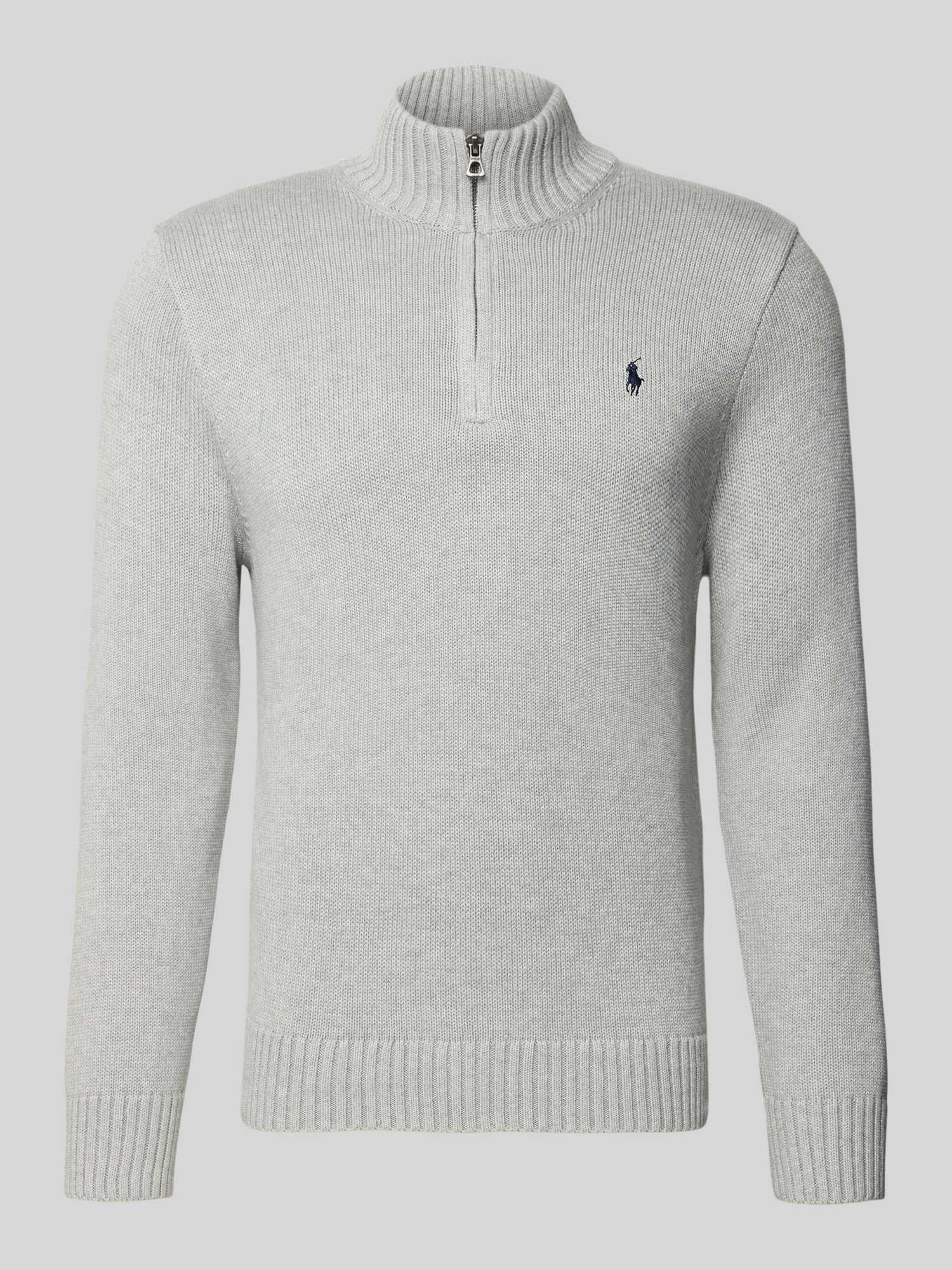 Polo Ralph Lauren Herren Hellgrau Melange Troyer Mit Label-Stitching Mittel