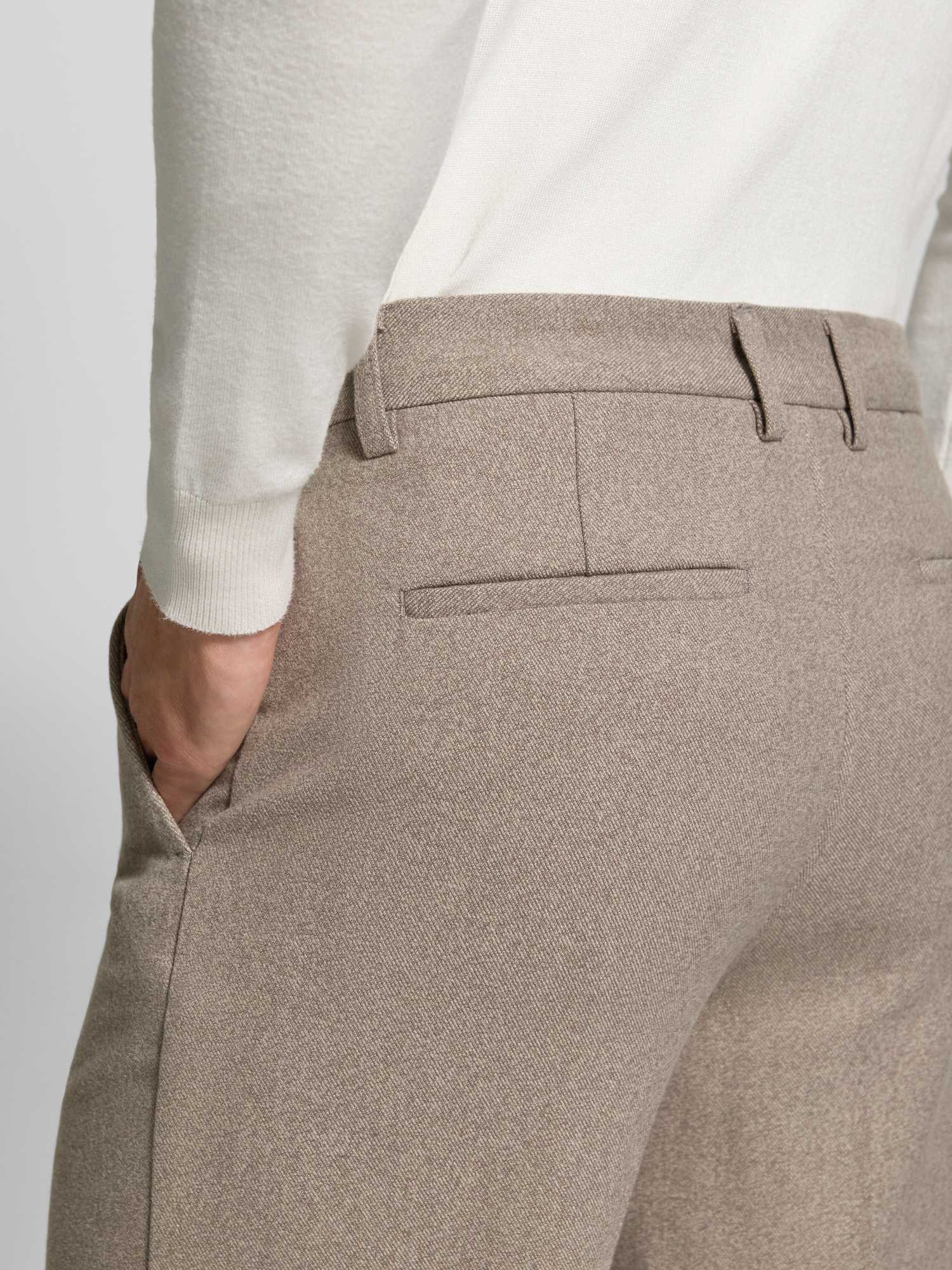 Lindbergh Herren Taupe Melange Gerade Hosen, Braun, Gr. M - Bild 3