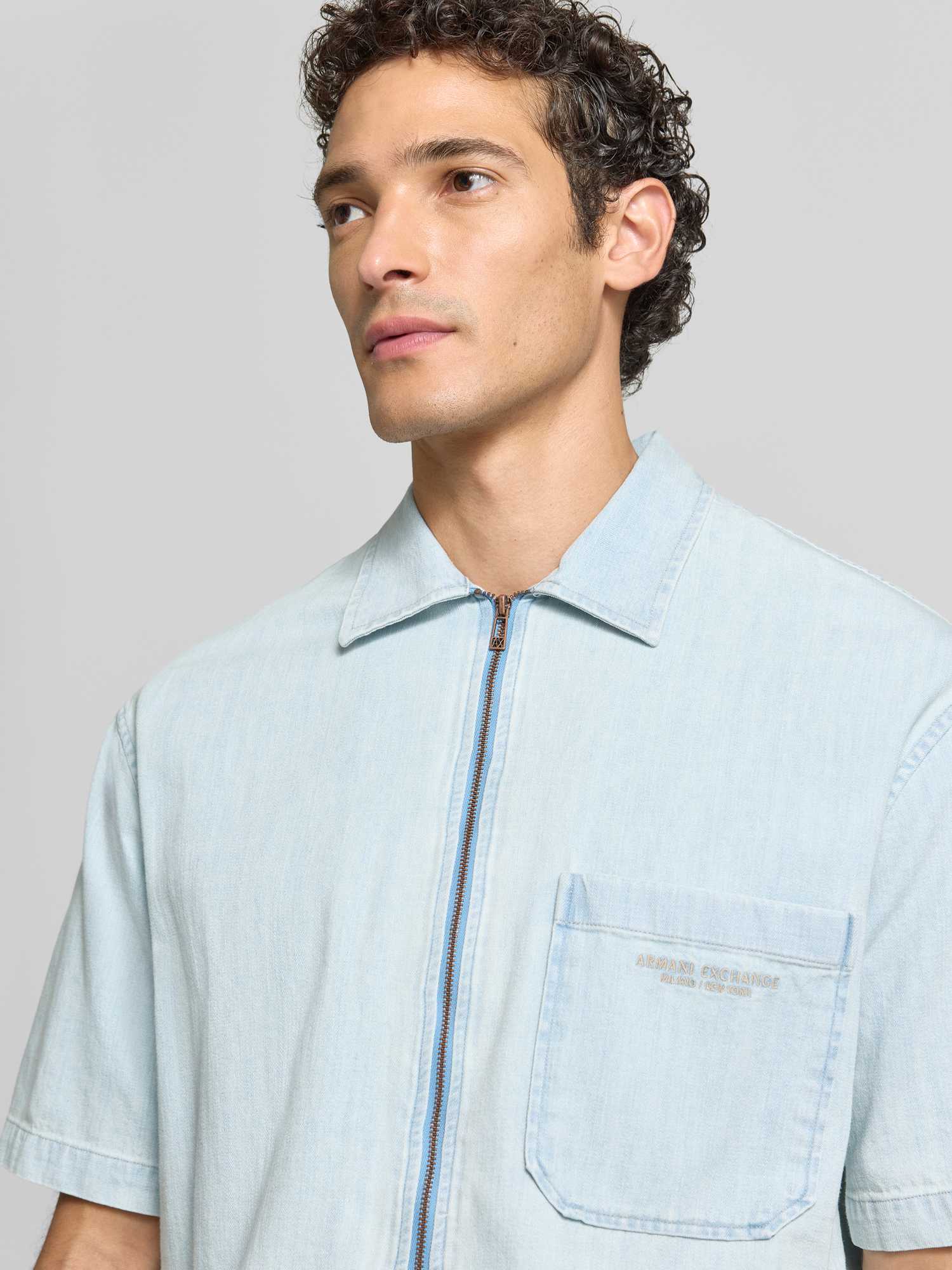 Armani Exchange Herren Jeansblau Freizeithemden, Blau, Gr. M - Bild 2