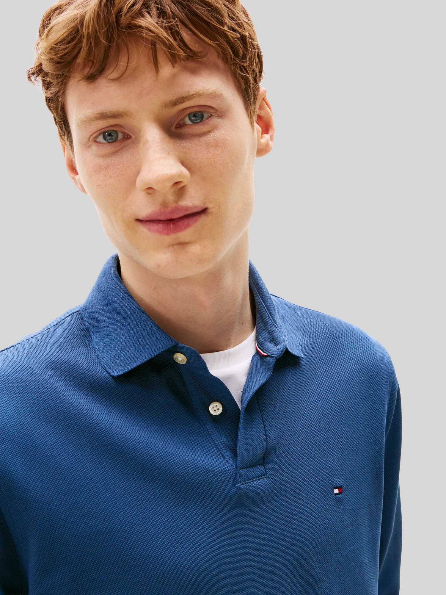 Tommy Hilfiger Herren Blau – Langärmliges Polohemd In Mit Normalem Schnitt - Bild 3