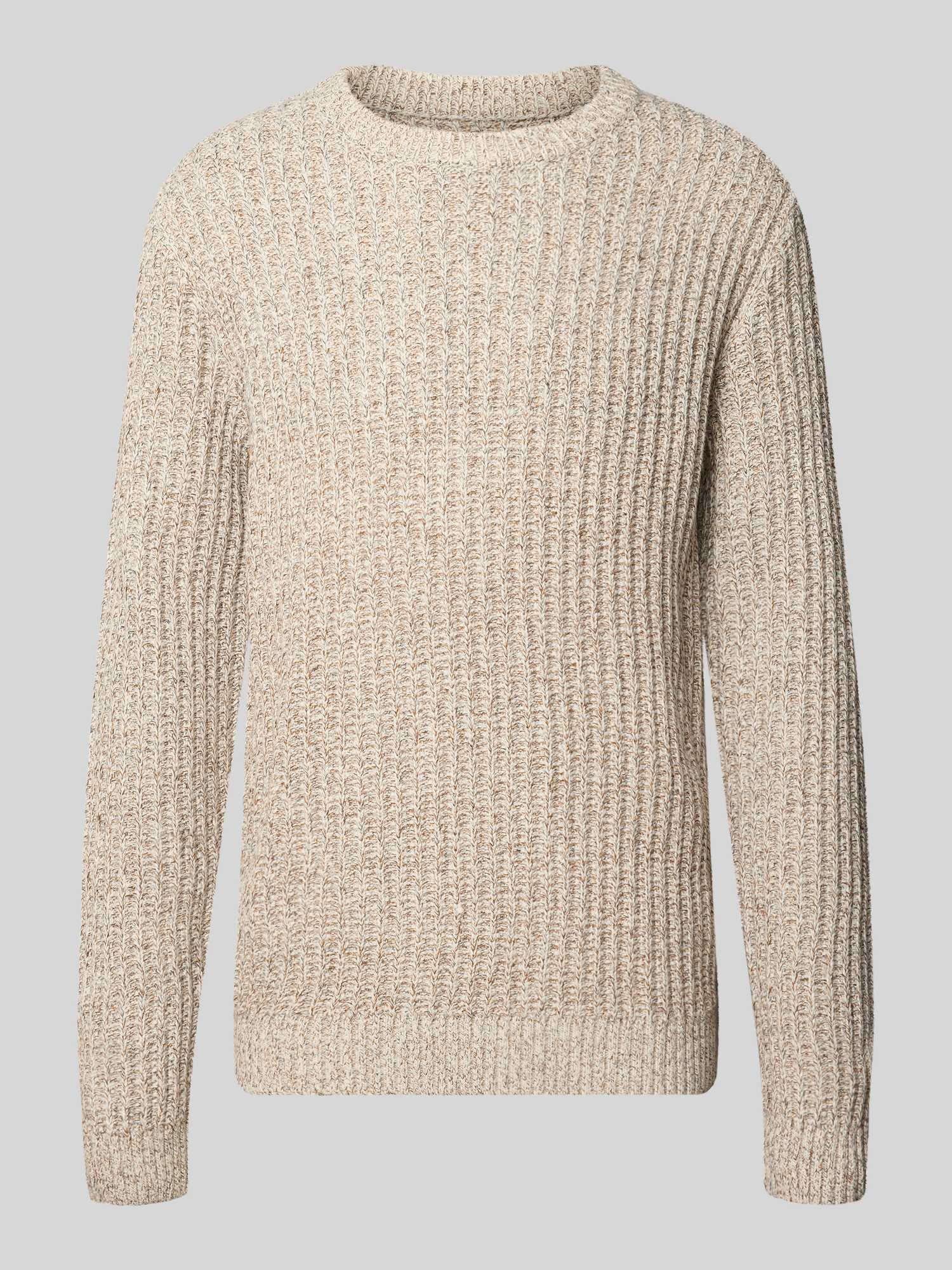 Jack & Jones Herren Neutral Gerippter Pullover Mit Rundhalsausschnitt In Beige Meliert - Bild 2