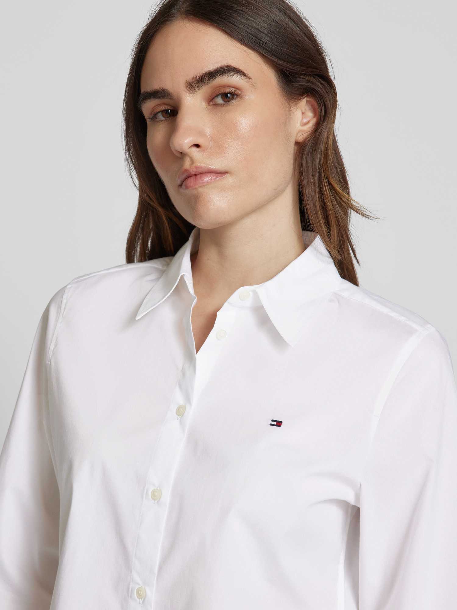 Tommy Hilfiger Damen Weiß Hemdbluse "Stretch Regular Ls Shirt", Gr. 42, (Th Optic ), Web, Obermaterial: 97% Baumwolle, 3% Elasthan, Unifarben,... - Bild 5