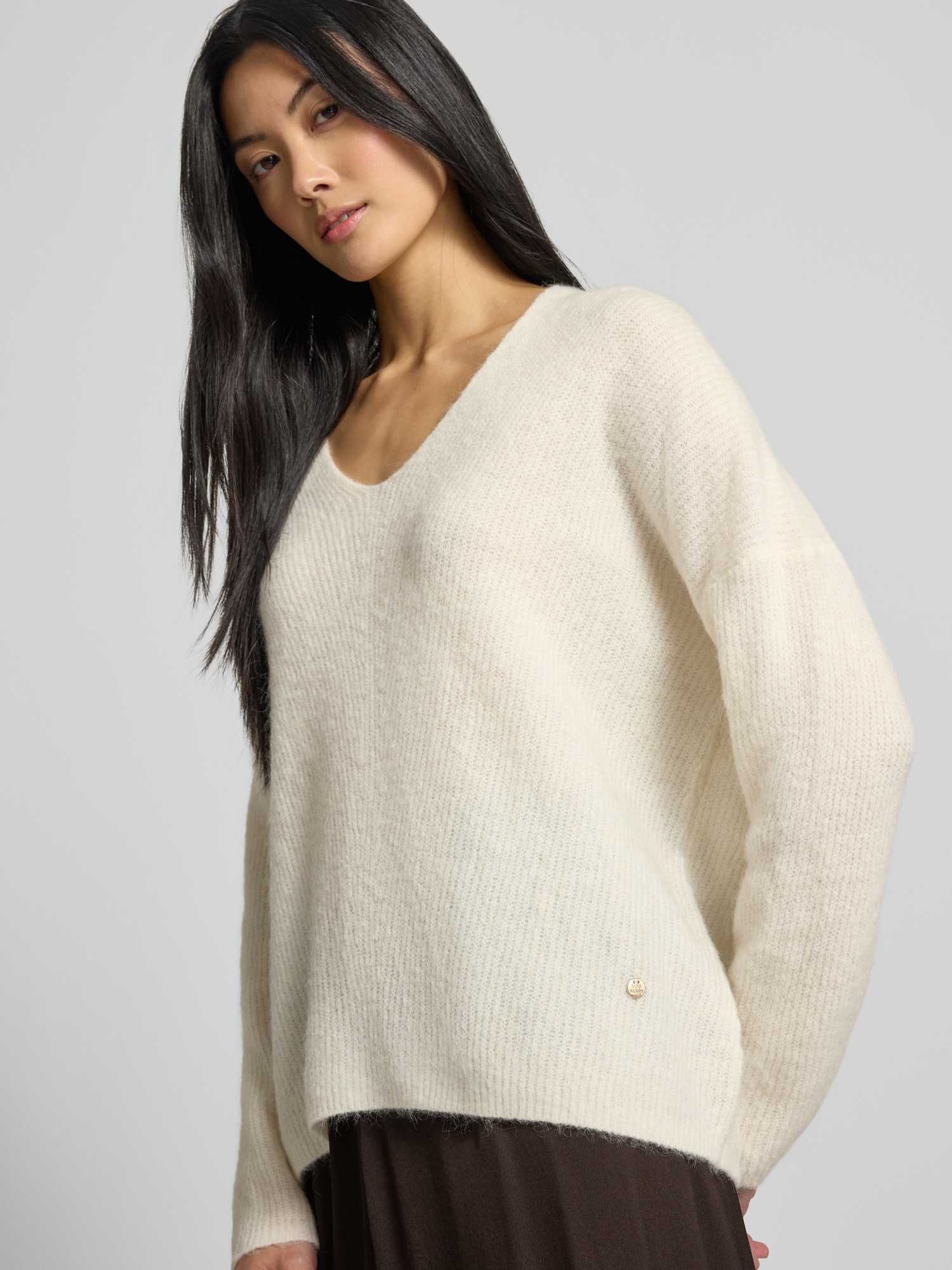 Mos Mosh Mmthora V-Neck Knit, Feather Gray - Bild 3