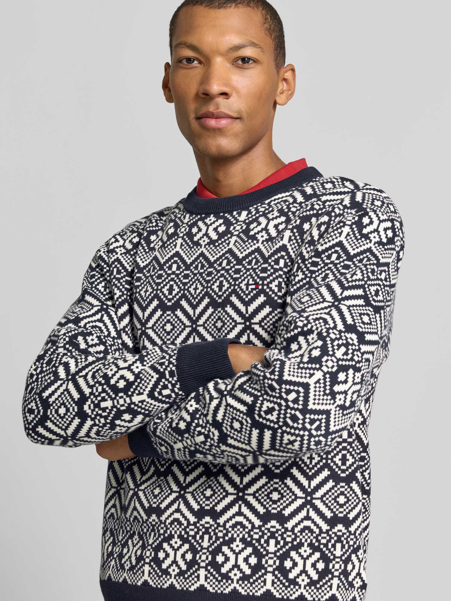 Tommy Hilfiger Aop Fairisle Cotton Crew Neck, Blue - Bild 7