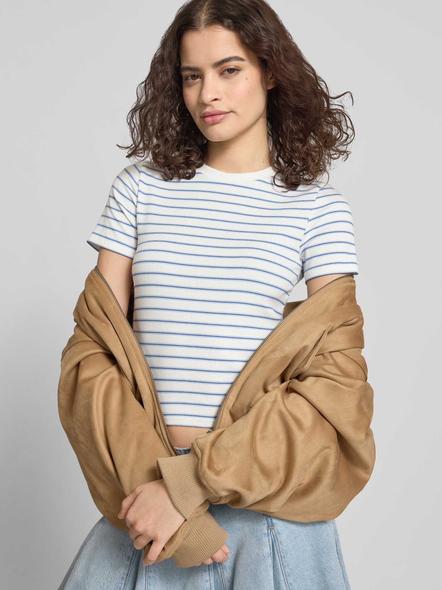 Only Only® Damen T-Shirt - Onllupe Stripe Tee Kurzarm Rundhals Slim Fit Streifen Mehrfarbig Xl - Bild 4