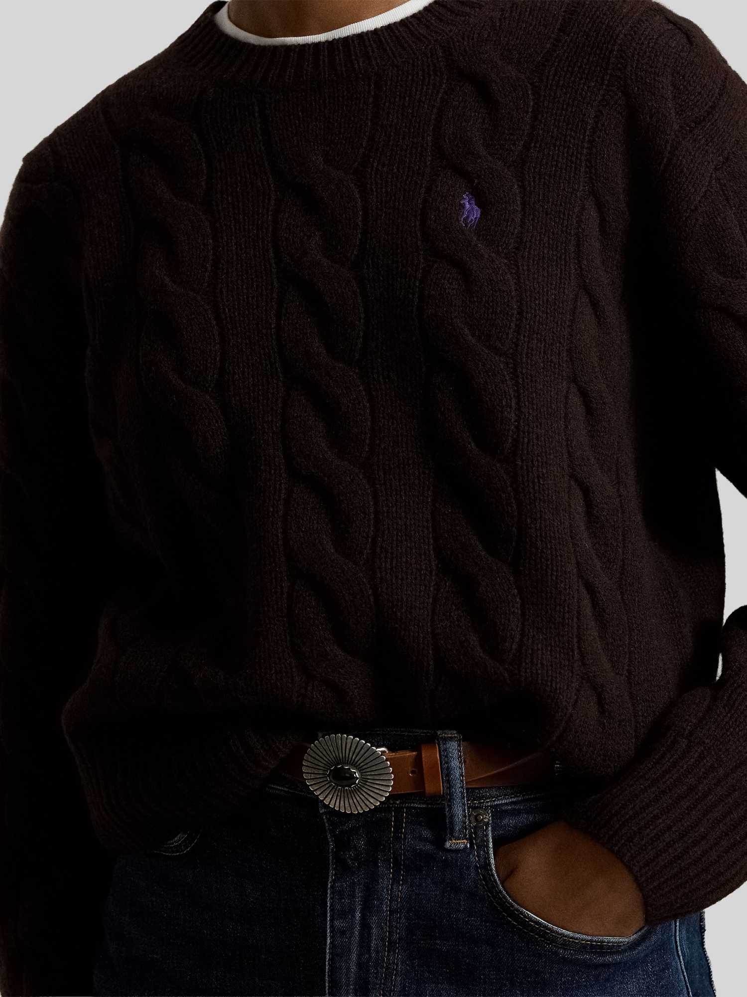 Polo Ralph Lauren - Rundhals-Pullover Im Zopfmuster - Knitwear - Damen - Braun - S - Bild 5