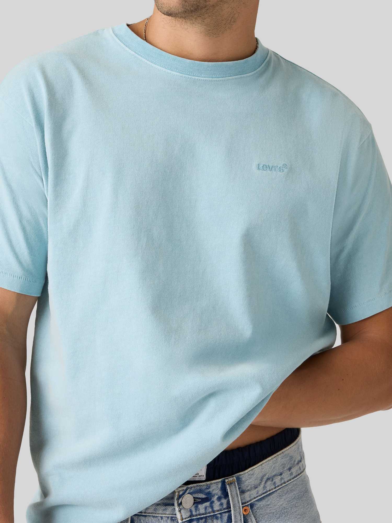 Levi's Herren Blau – Stückgefärbtes Vintage-T-Shirt In Verwaschenem Mit Rotem Logo-Etikett - Bild 3
