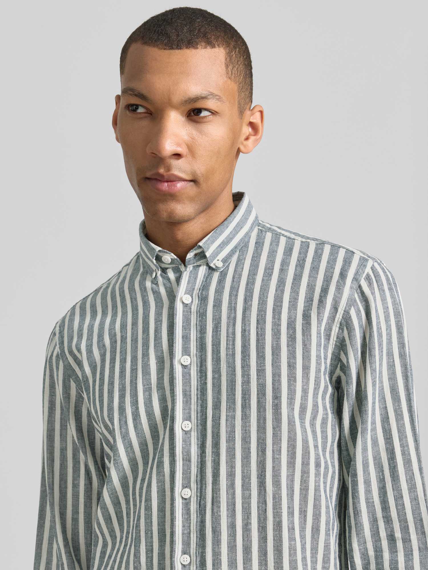 Lindbergh Striped Cotton/Linen Shirt L/S - Bild 3