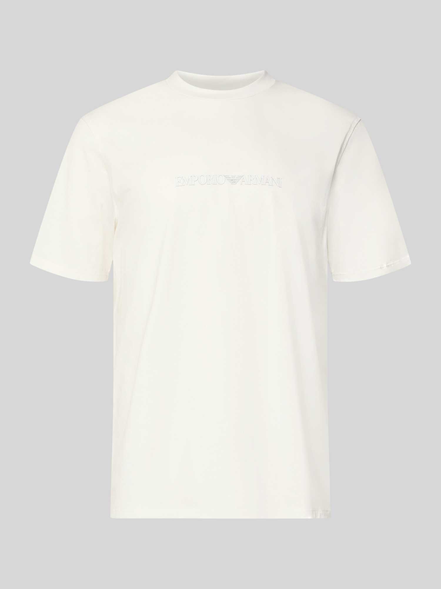 Emporio Armani Herren Offwhite Regular Fit T-Shirt Mit Logo-Detail Mittel