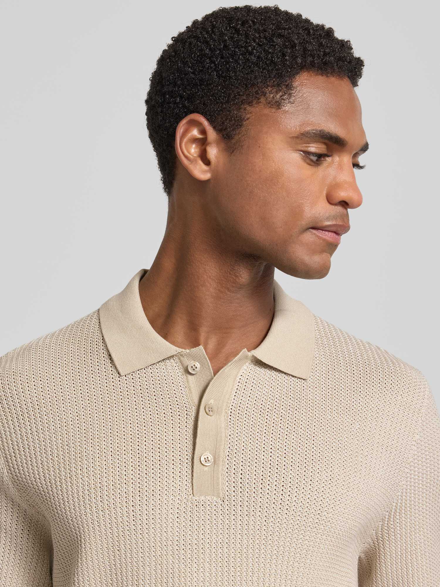 Joop! Herren Beige Poloshirt Joop "Brianoro", Gr. L, (Light ), Strick, Obermaterial: 100% Baumwolle, Unifarben, Normal Normal, Rundhals, Eingesetzt... - Bild 6