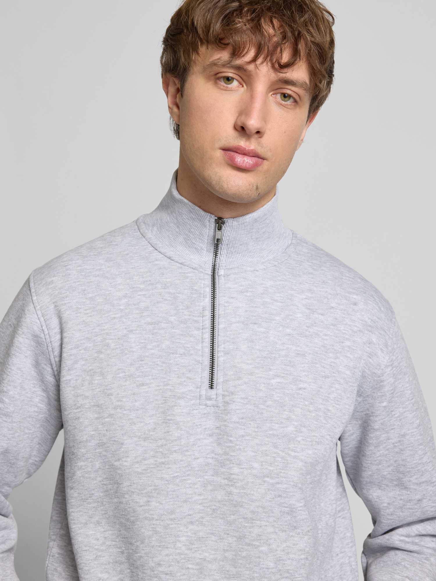 Jack & Jones Herren Troyer Pullover Gr. XXL Hellgrau Melange - Bild 10