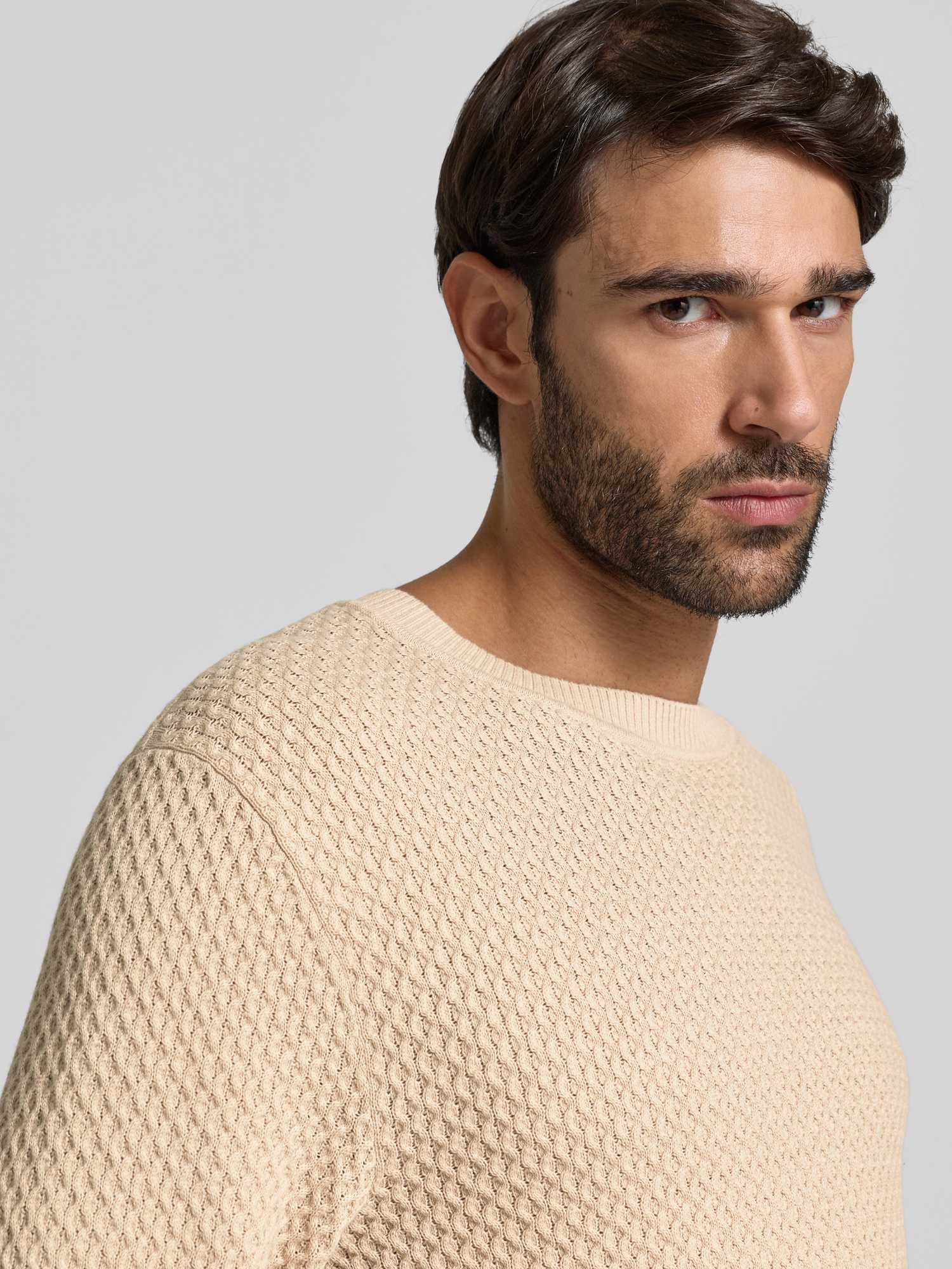 Jack & Jones Premium Herren Pullover Strickpullover Baumwolle Rundhalsausschnitt Offwhite XL - Bild 2