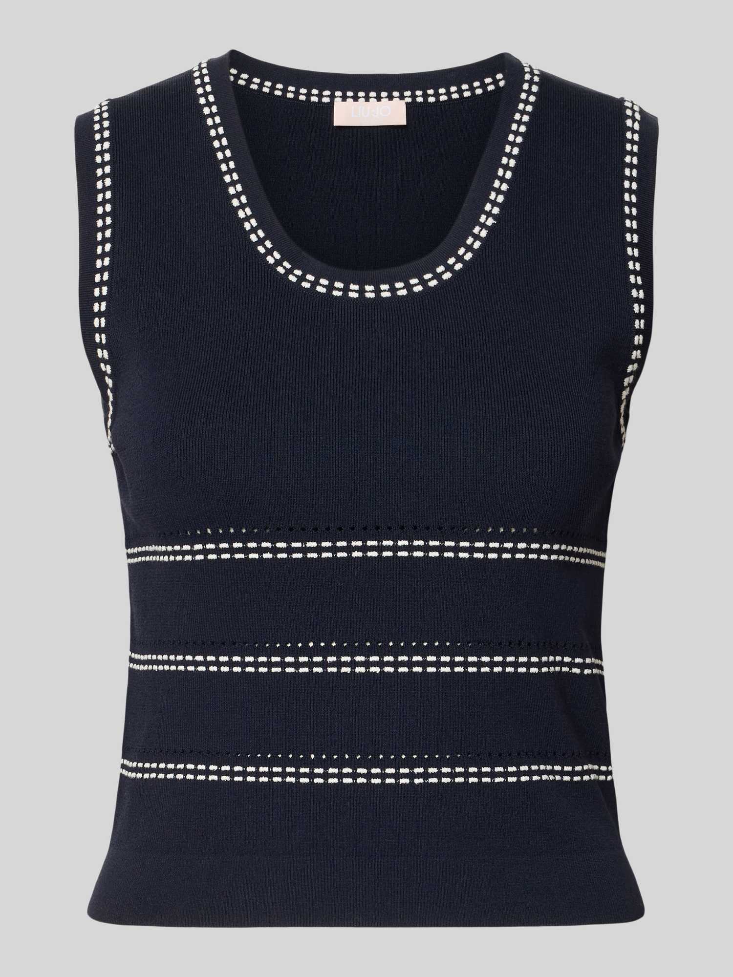 Liu Jo White Damen Marine Stricktop Aus Viskose-Mix Mit Rundhalsausschnitt Extra Klein