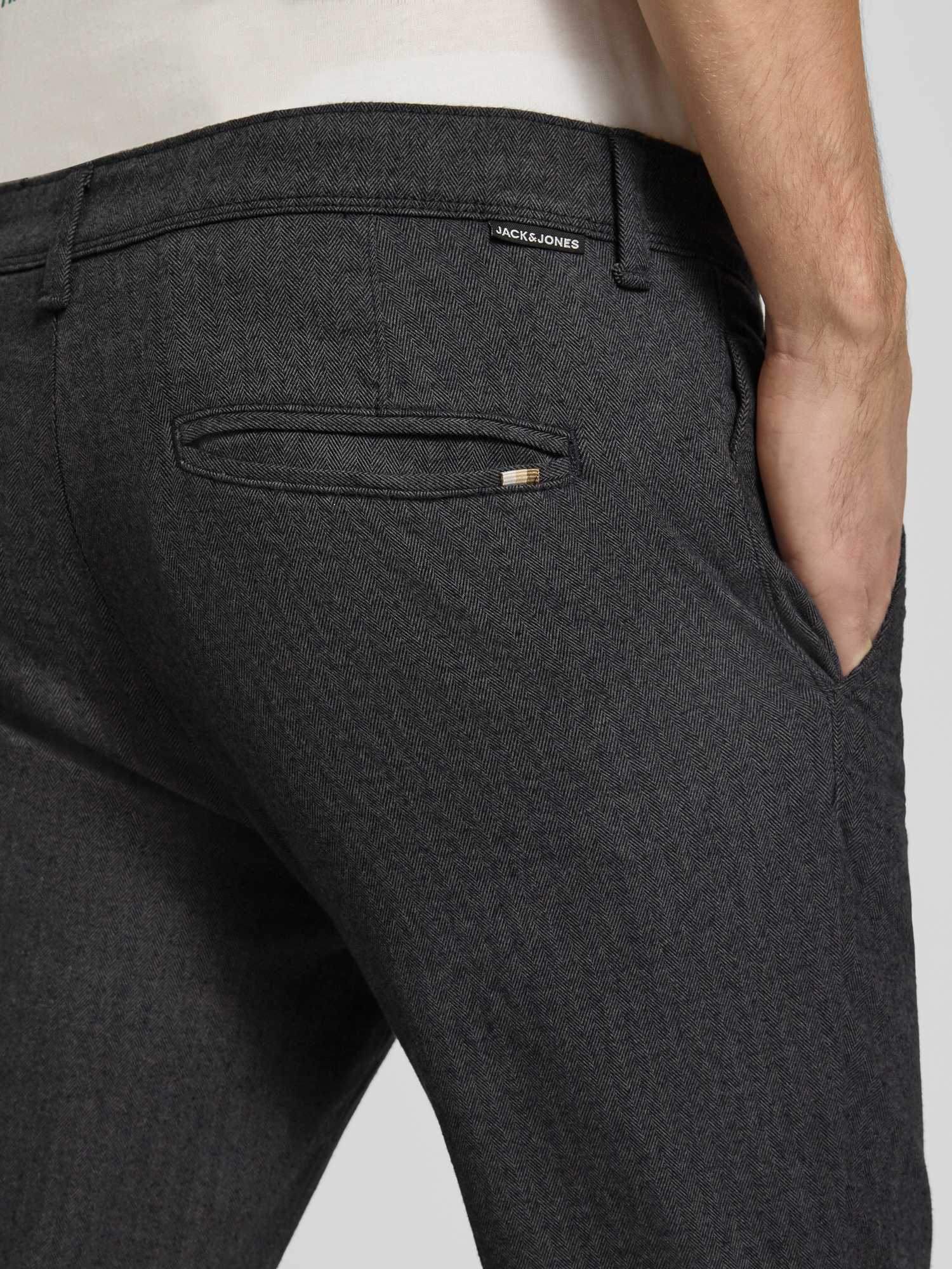 Jack & Jones Herren Grau – Slim-Fit-Chinohose In Dunkel Mit Fischgrätmuster - Bild 7
