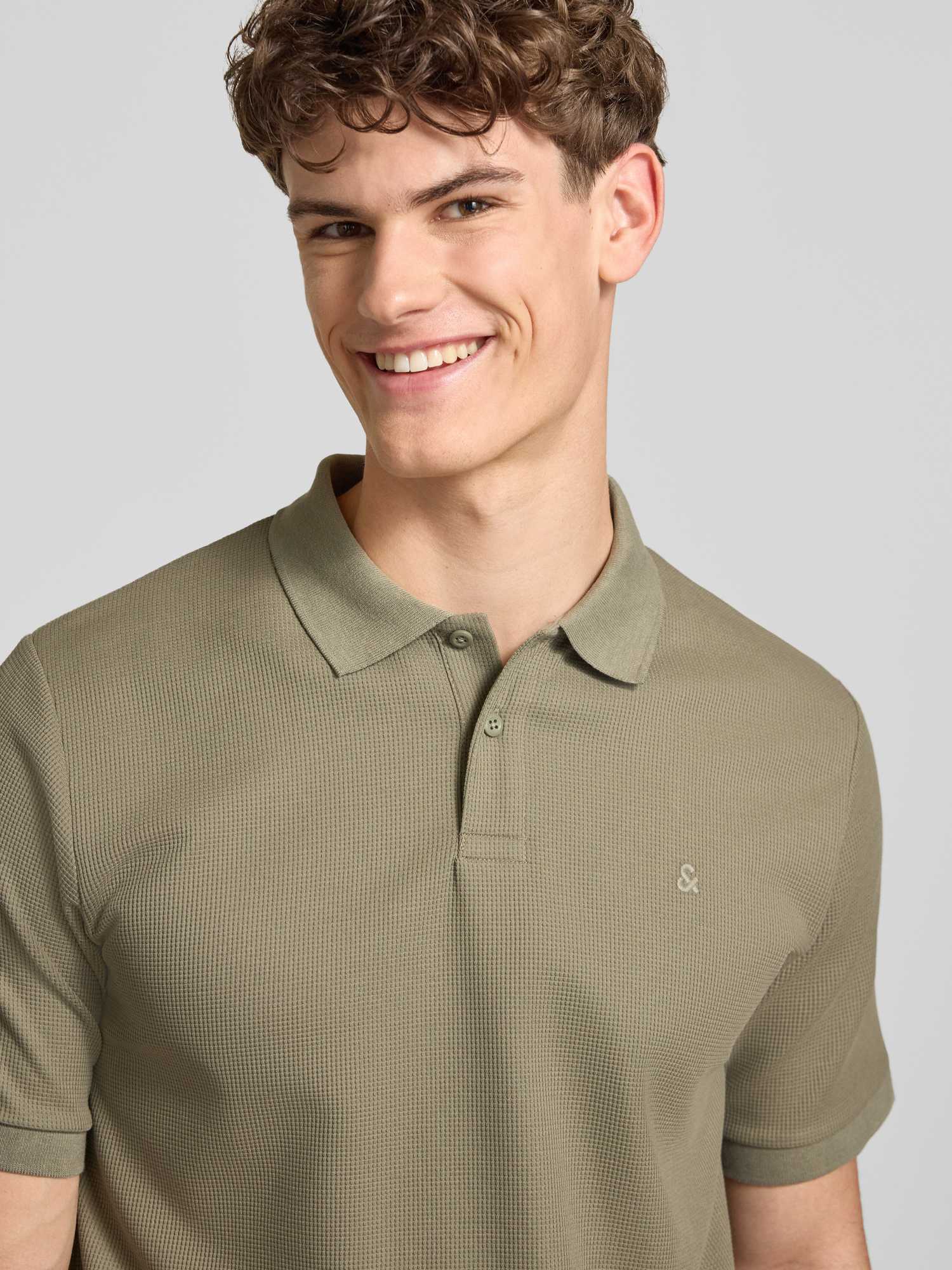 Jack & Jones Herren Grün – Polohemd In Khaki Mit Waffelstruktur - Bild 4