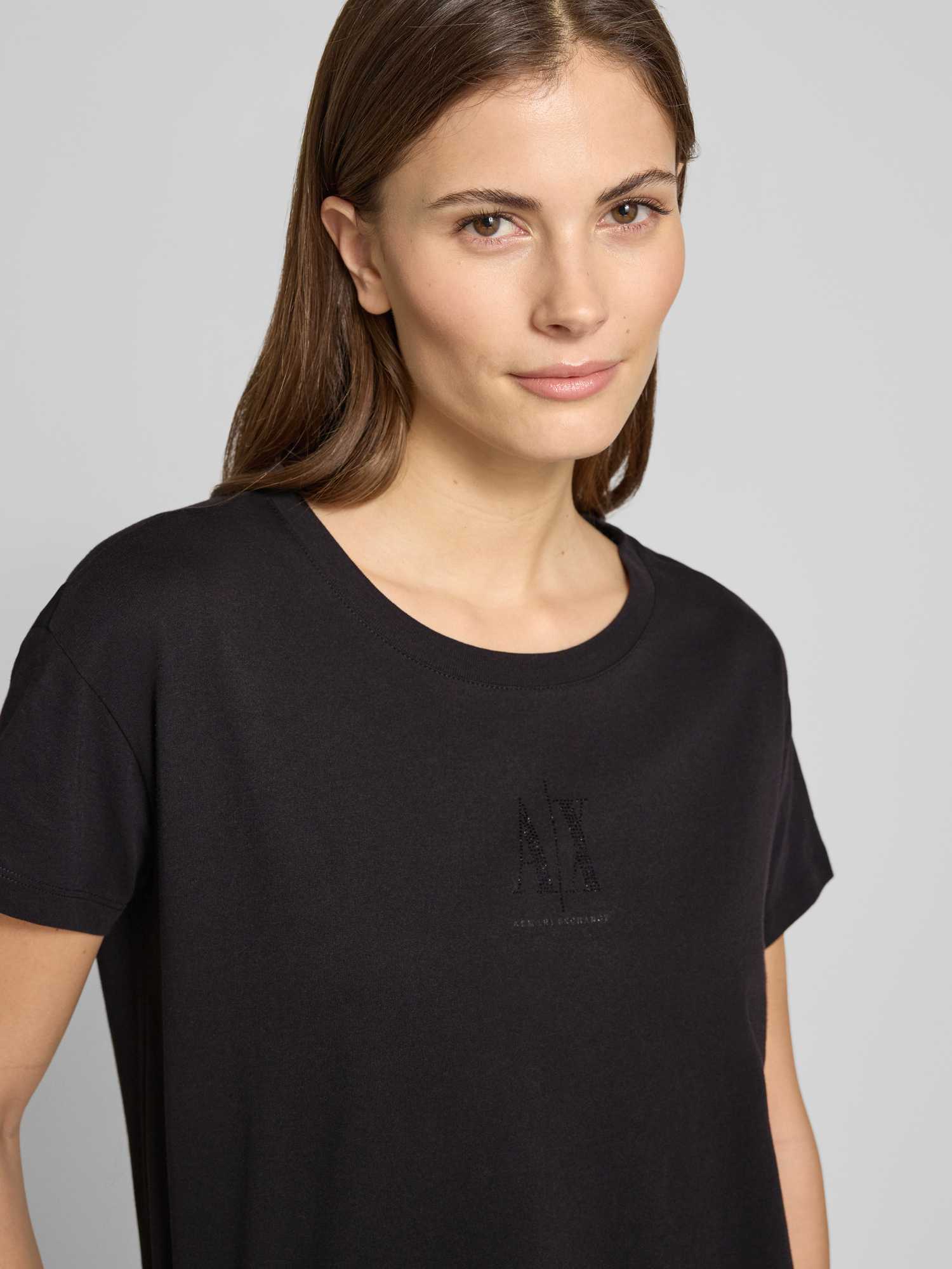 Armani Exchange - Schwarzes Baumwoll-T-Shirt Für Frauen - Tops - Damen - Schwarzk - Xs - Bild 2