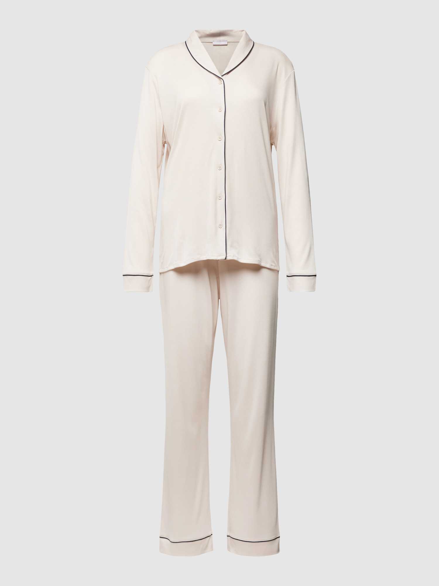 Hanro Dames Pyjama's In Wit/Beige Maat Small