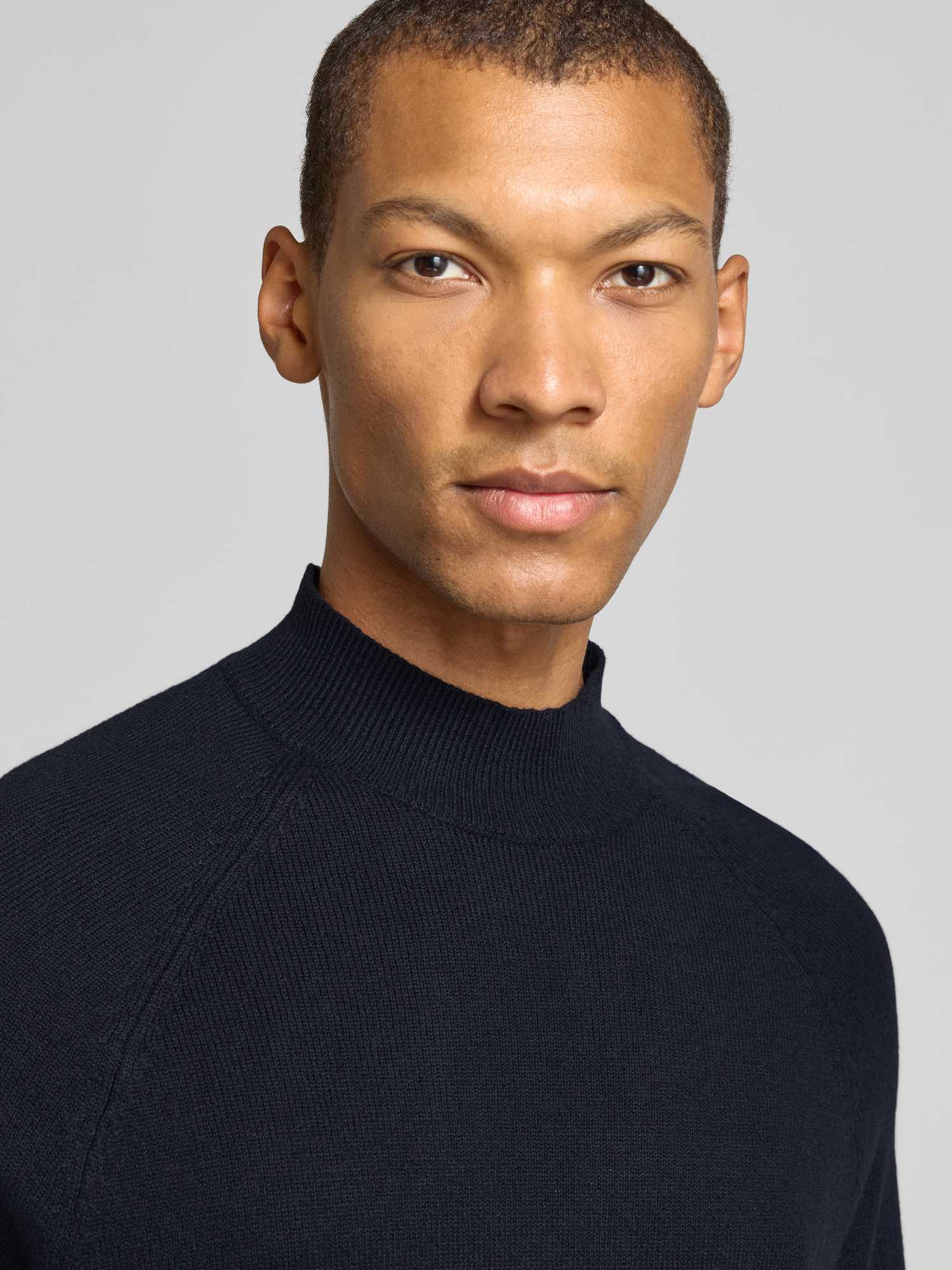 Strellson Herren Pullover in Marine mit Mock Neck aus Baumwollmix Größe L - Bild 2